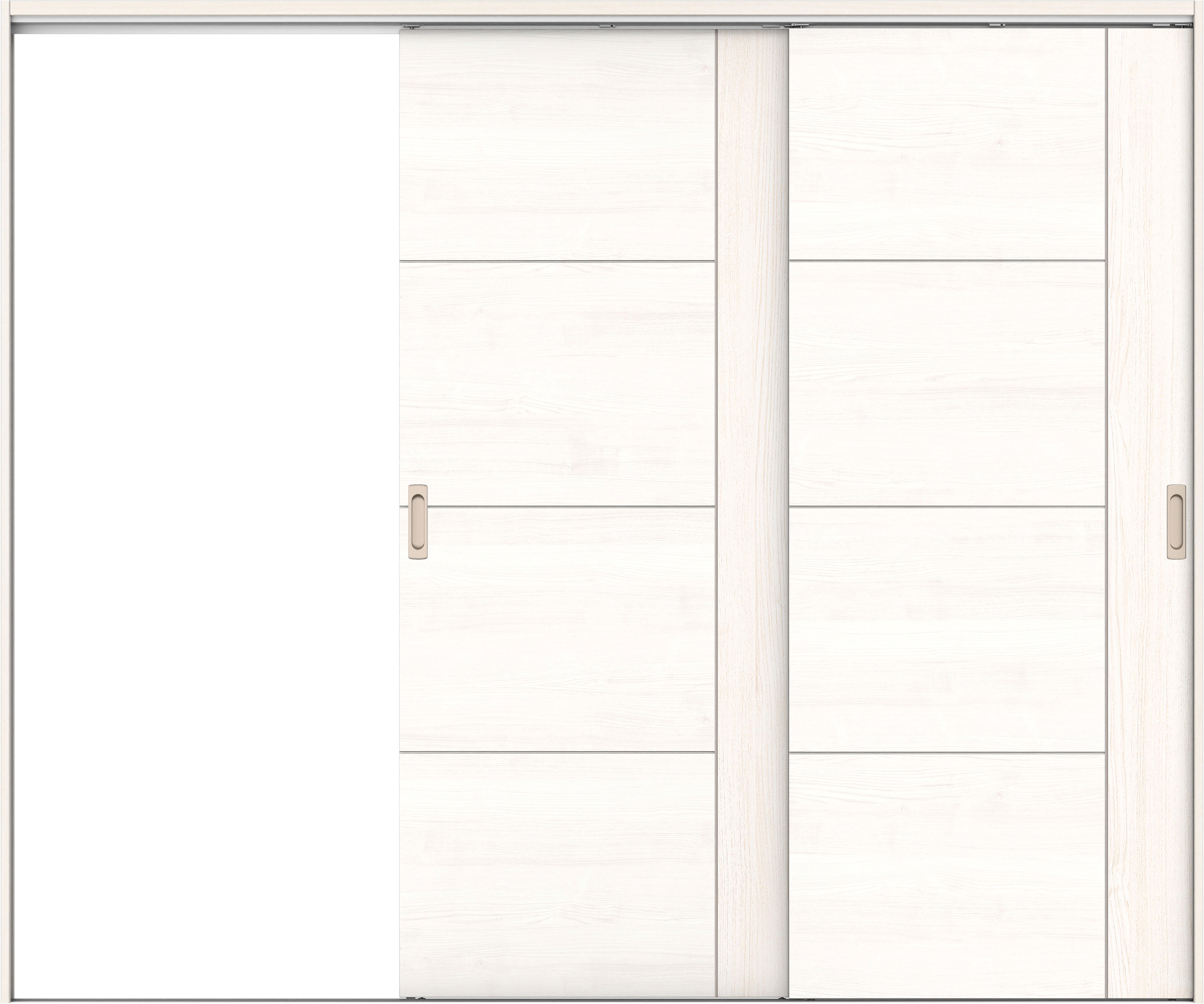 リビングドア　イエリア　吊戸・２枚片引　扉セット　Ｄ１デザイン　２４３７幅用　２０００高　〈ネオホワイト柄〉　左引用　錠なし　ラクラクローズ付用