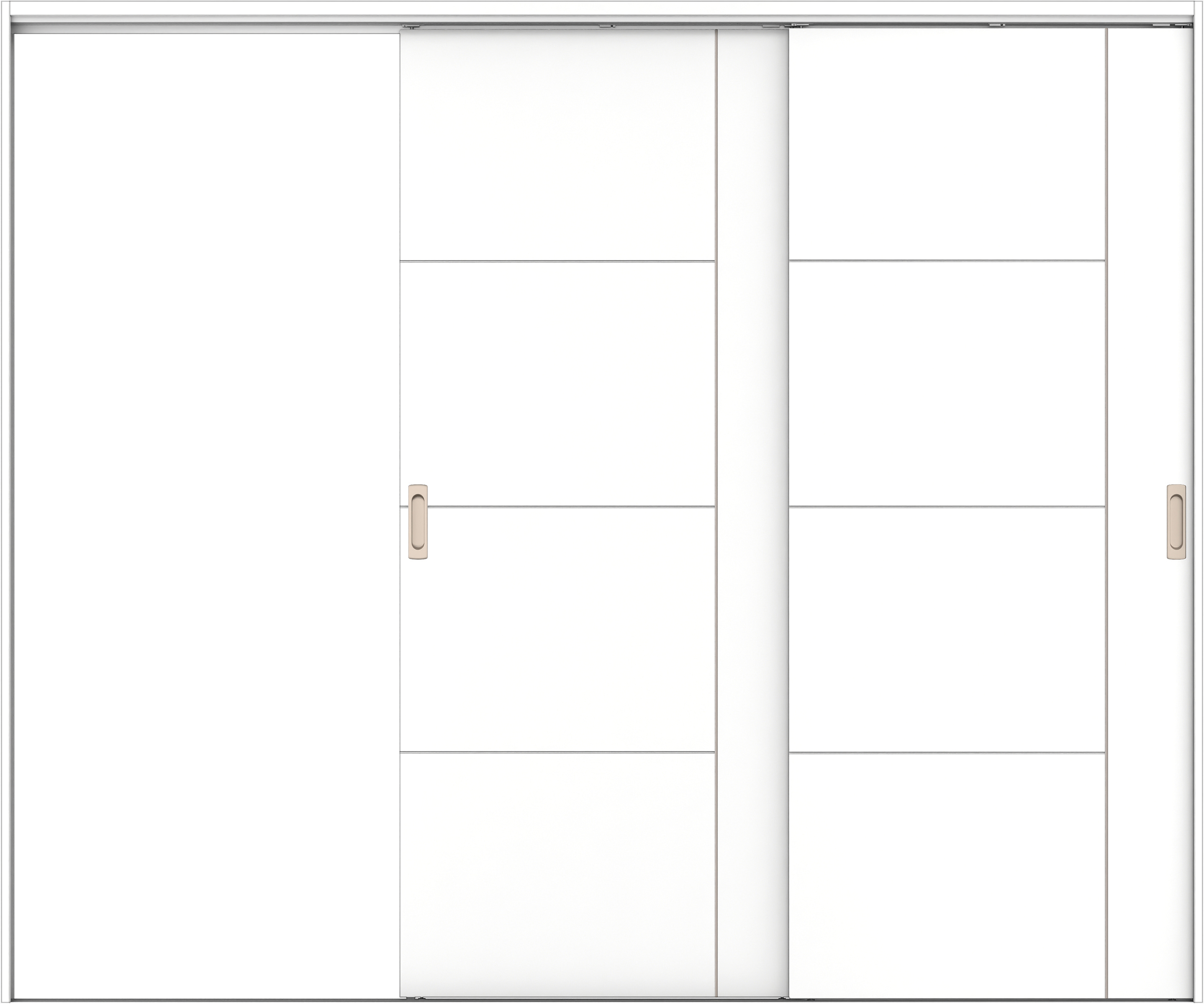 リビングドア　イエリア　吊戸・２枚片引　扉セット　Ｄ１デザイン　２４３７幅用　２０００高　〈パウダーホワイト柄〉　左引用　錠なし　ラクラクローズ付用