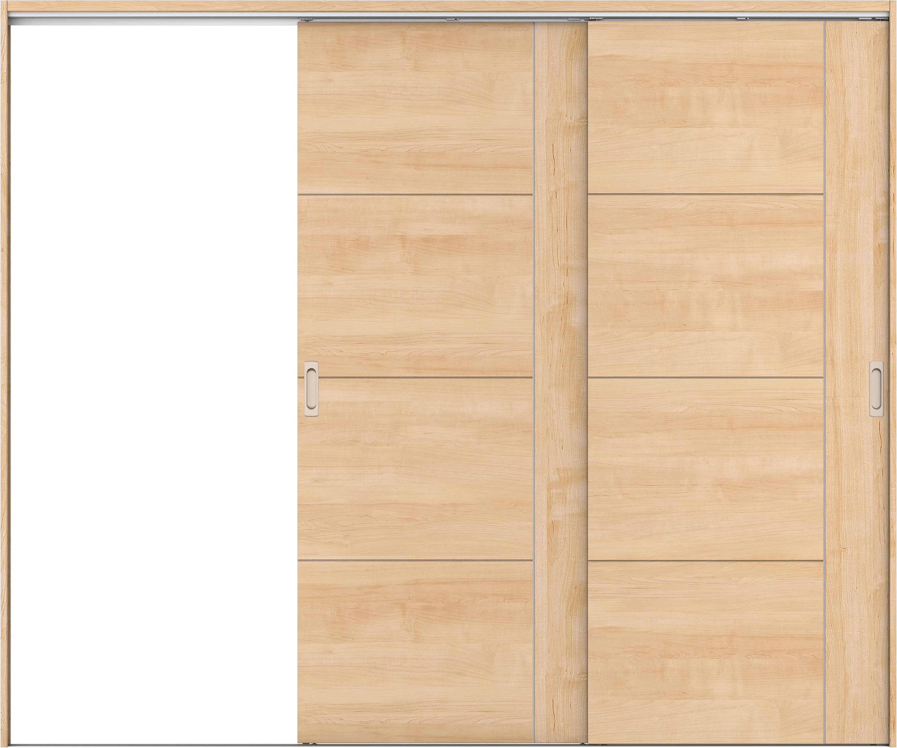 リビングドア　イエリア　吊戸・２枚片引　扉セット　Ｄ１デザイン　２４３７幅用　２０００高　〈ミルベージュ柄〉　左引用　錠なし　ラクラクローズ付用