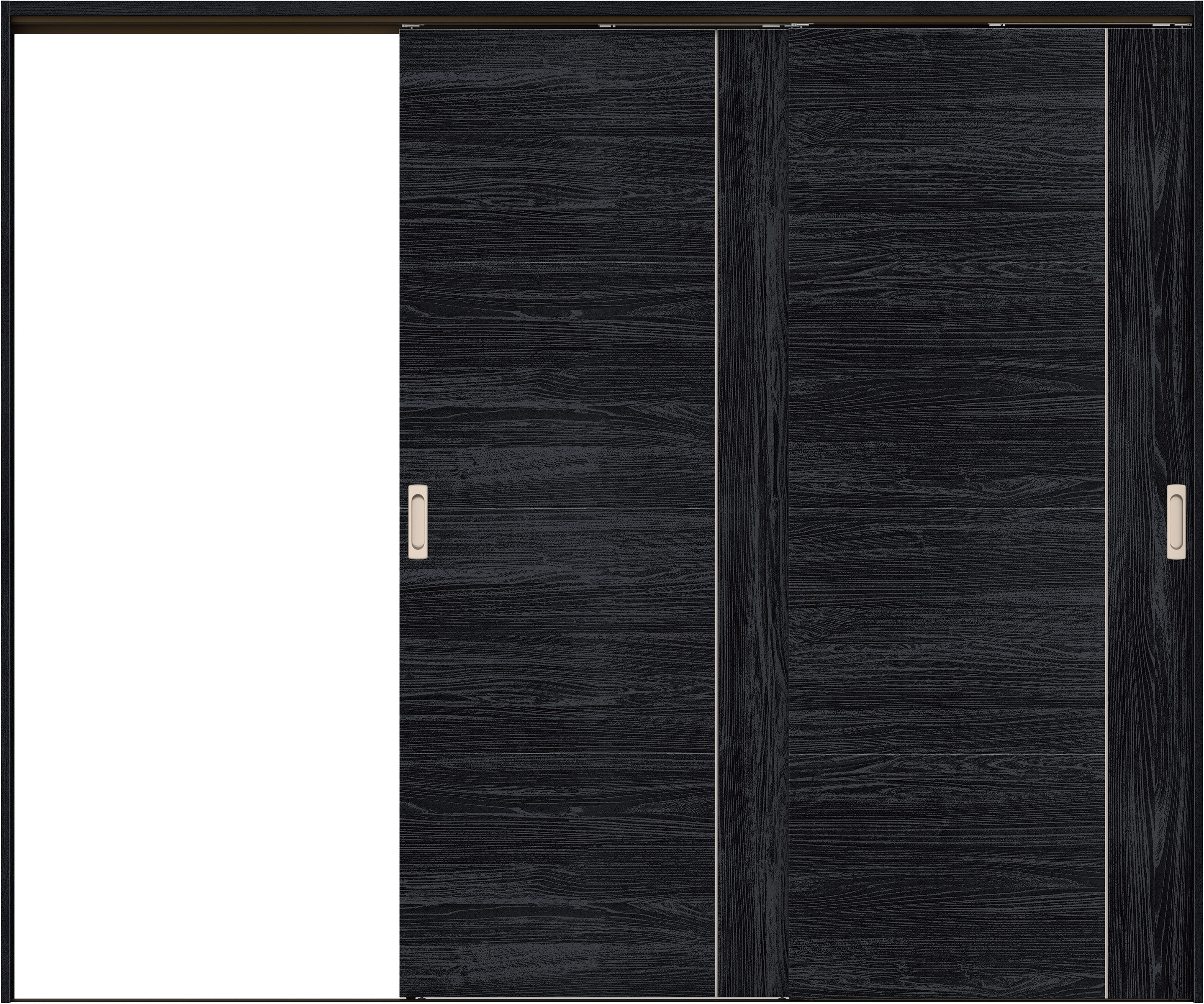 リビングドア　イエリア　吊戸・２枚片引　扉セット　Ｄ１デザイン　２４３７幅用　２０００高　〈モスブラック柄〉　左引用　錠なし　ラクラクローズ付用