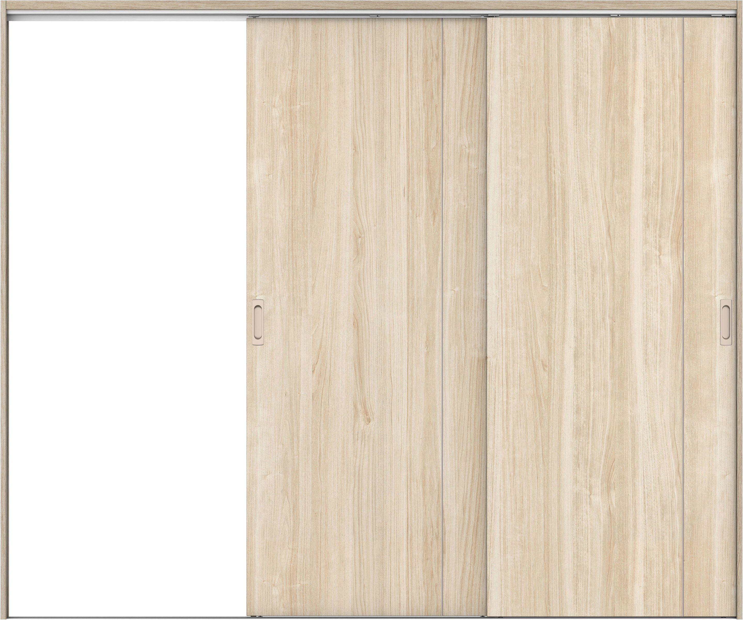 リビングドア　イエリア　吊戸・２枚片引　扉セット　Ｄ３デザイン　２４３７幅用　２０００高　〈コットンベージュ柄〉　左引用　錠なし　ラクラクローズ付用