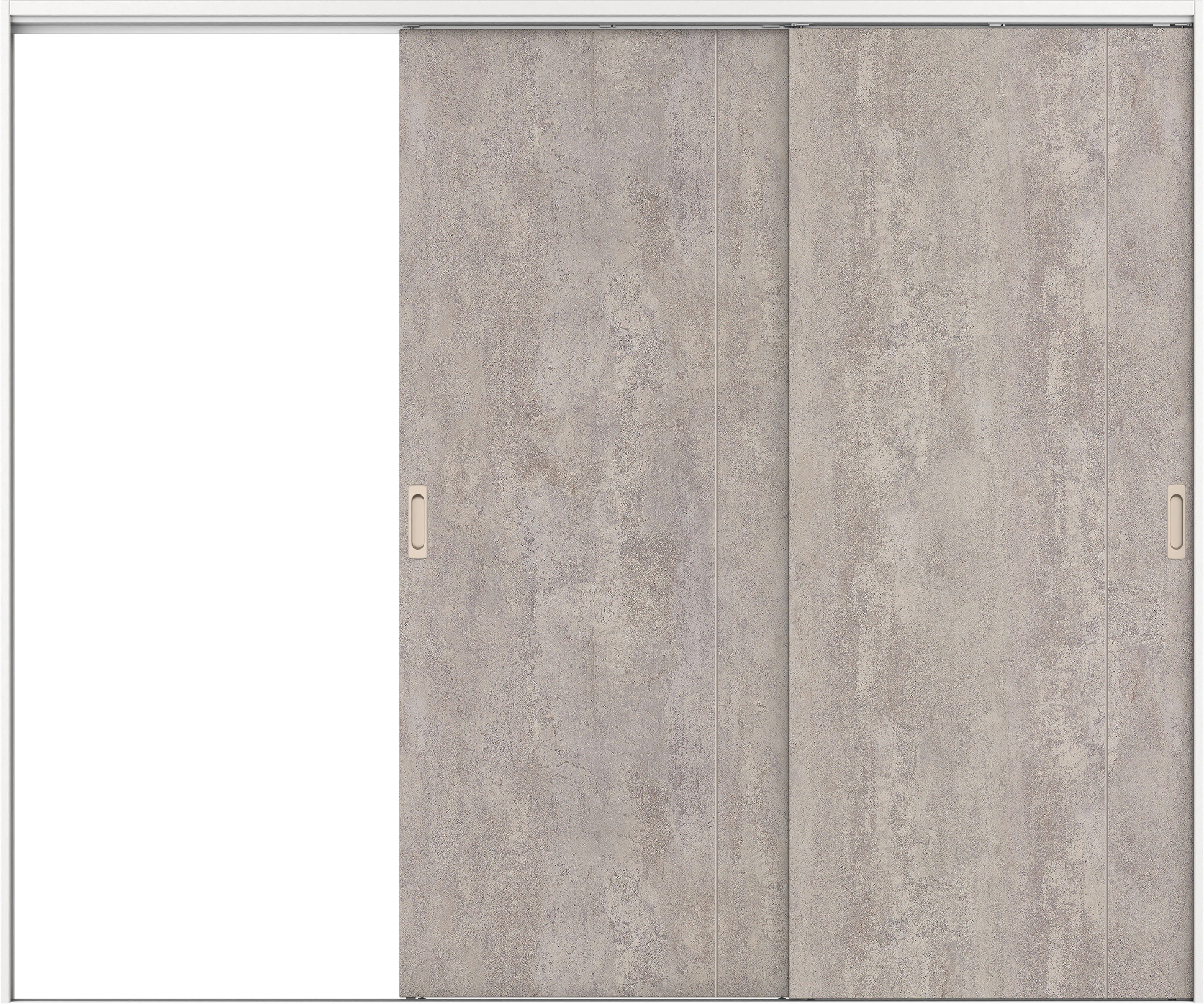 リビングドア　イエリア　吊戸・２枚片引　扉セット　Ｄ３デザイン　２４３７幅用　２０００高　〈コンクリートグレー柄〉　左引用　錠なし　ラクラクローズ付用