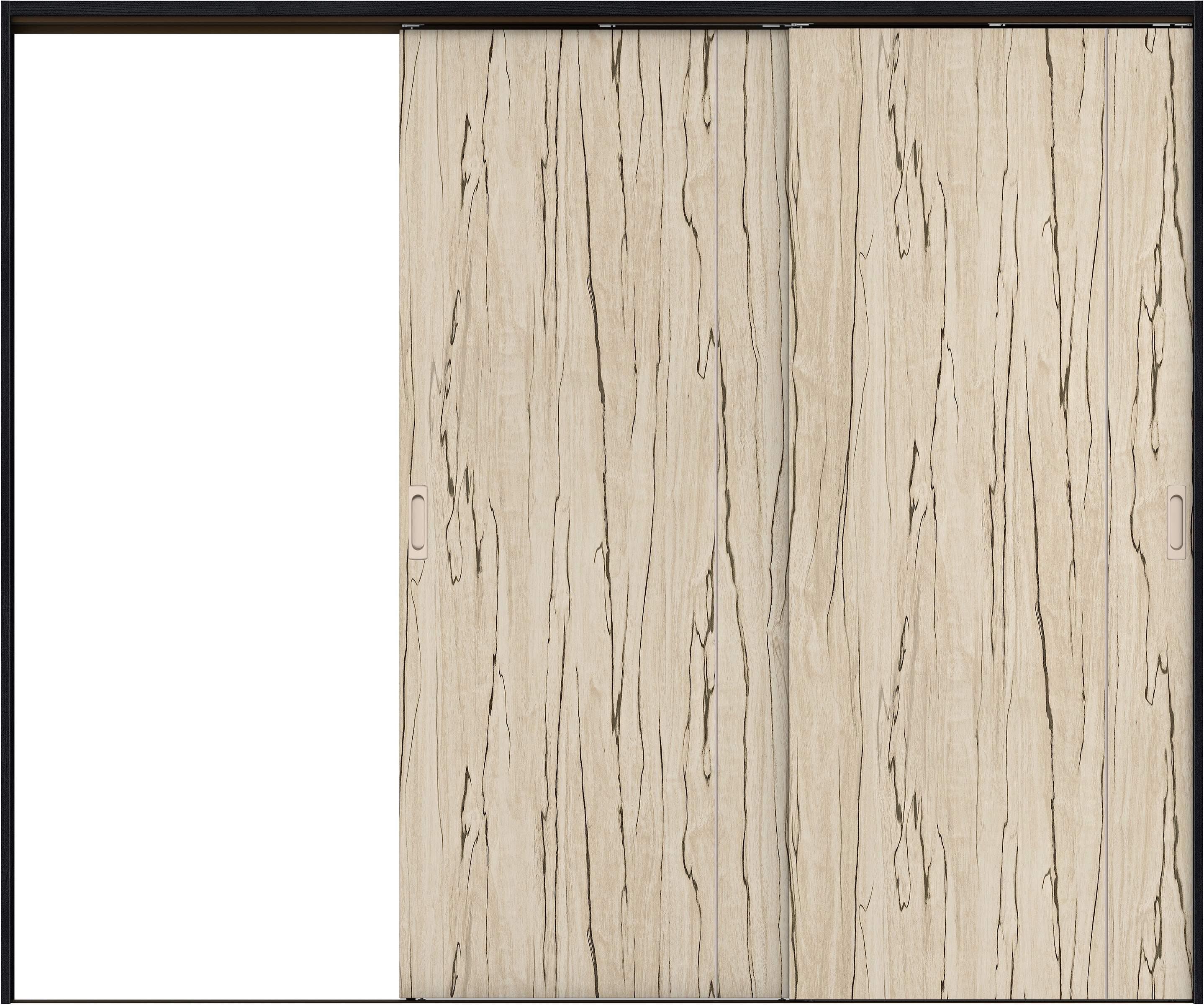 リビングドア　イエリア　吊戸・２枚片引　扉セット　Ｄ３デザイン　２４３７幅用　２０００高　〈スロウベージュ柄〉　左引用　錠なし　ラクラクローズ付用