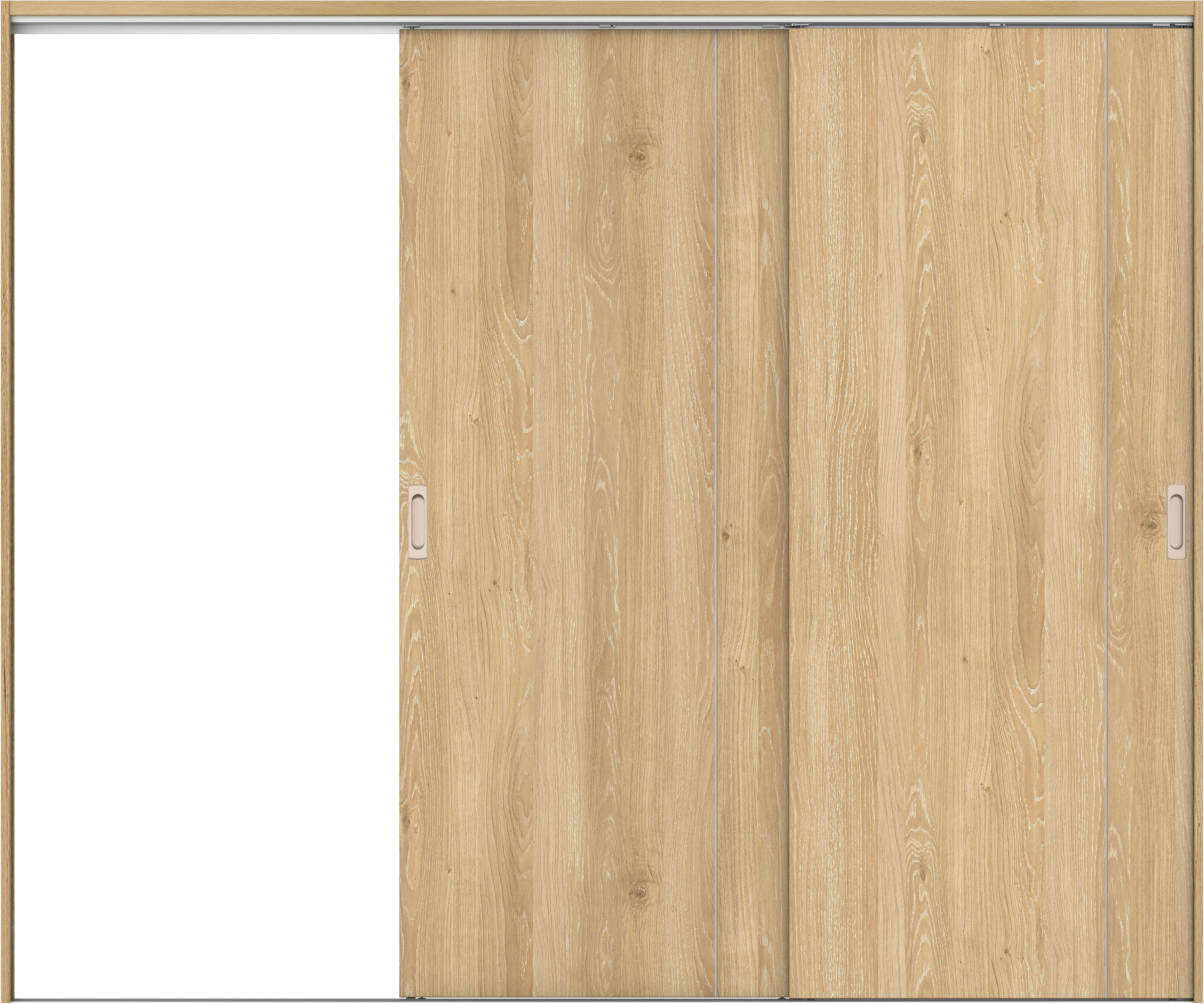 リビングドア　イエリア　吊戸・２枚片引　扉セット　Ｄ３デザイン　２４３７幅用　２０００高　〈ミルキーオーカー柄〉　左引用　錠なし　ラクラクローズ付用