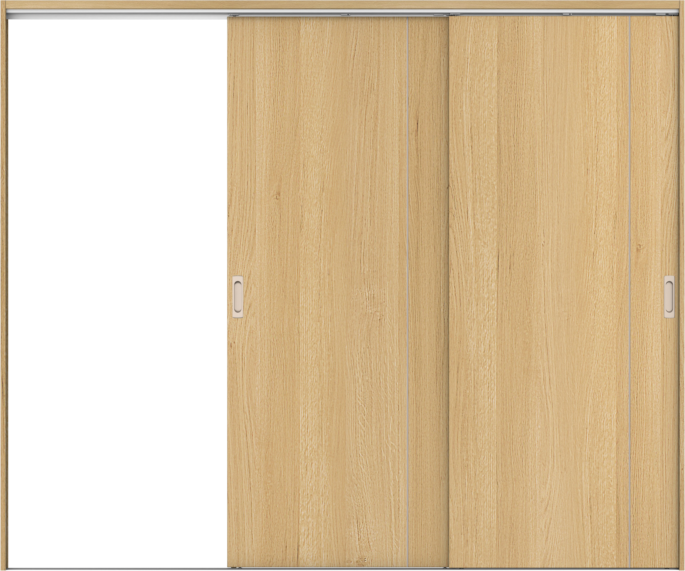 リビングドア　イエリア　吊戸・２枚片引　扉セット　Ｄ３デザイン　２４３７幅用　２０００高　〈ライトオーカー柄〉　左引用　錠なし　ラクラクローズ付用