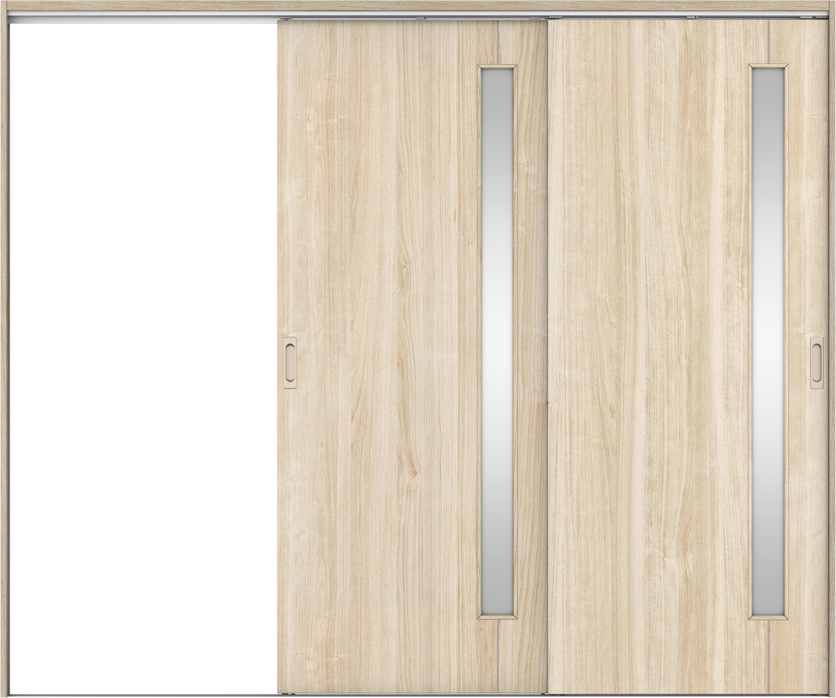リビングドア　イエリア　吊戸・２枚片引　扉セット　Ｄ４デザイン　２４３７幅用　２０００高　〈コットンベージュ柄〉　左引用　錠なし　ラクラクローズ付用