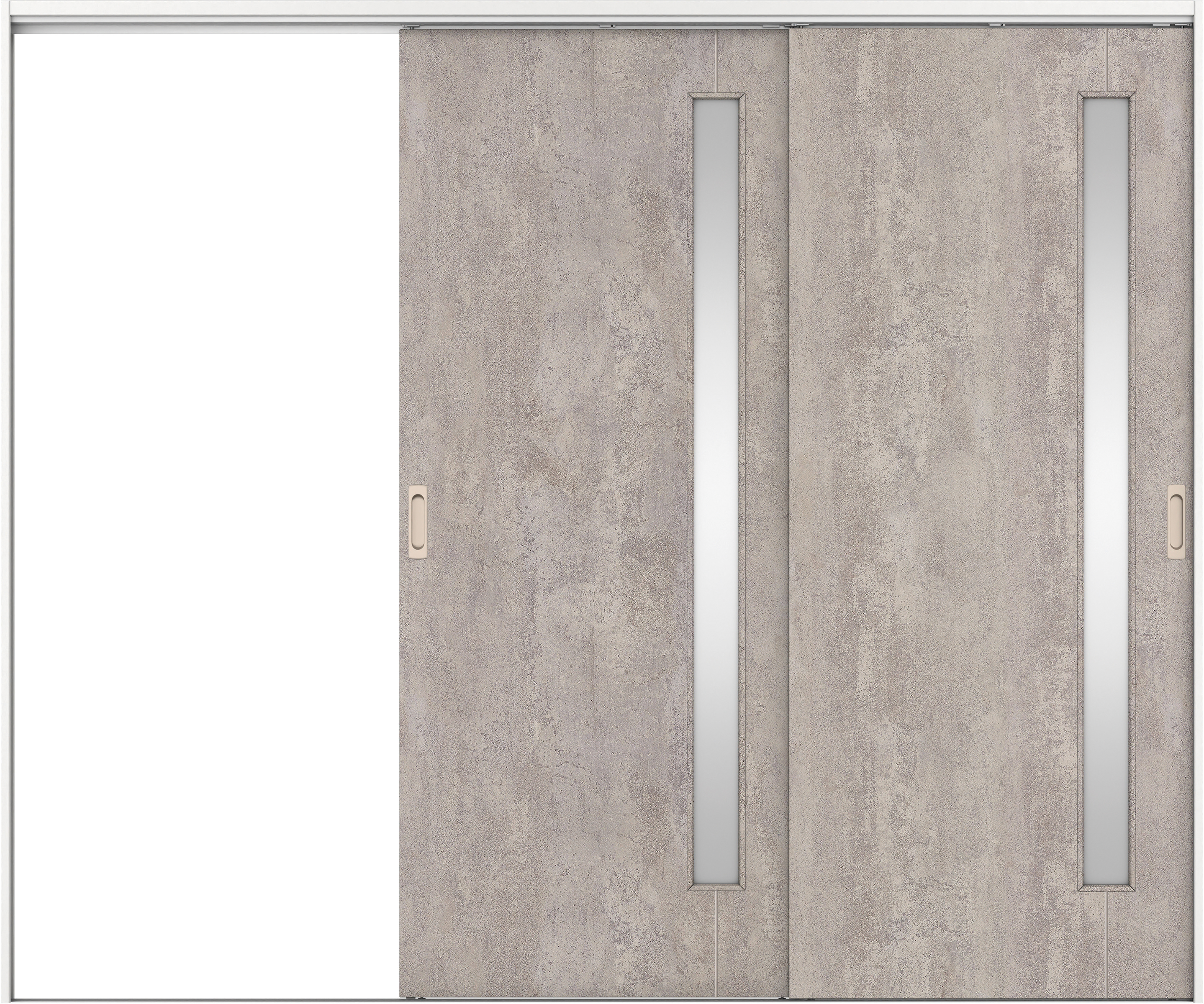 リビングドア　イエリア　吊戸・２枚片引　扉セット　Ｄ４デザイン　２４３７幅用　２０００高　〈コンクリートグレー柄〉　左引用　錠なし　ラクラクローズ付用