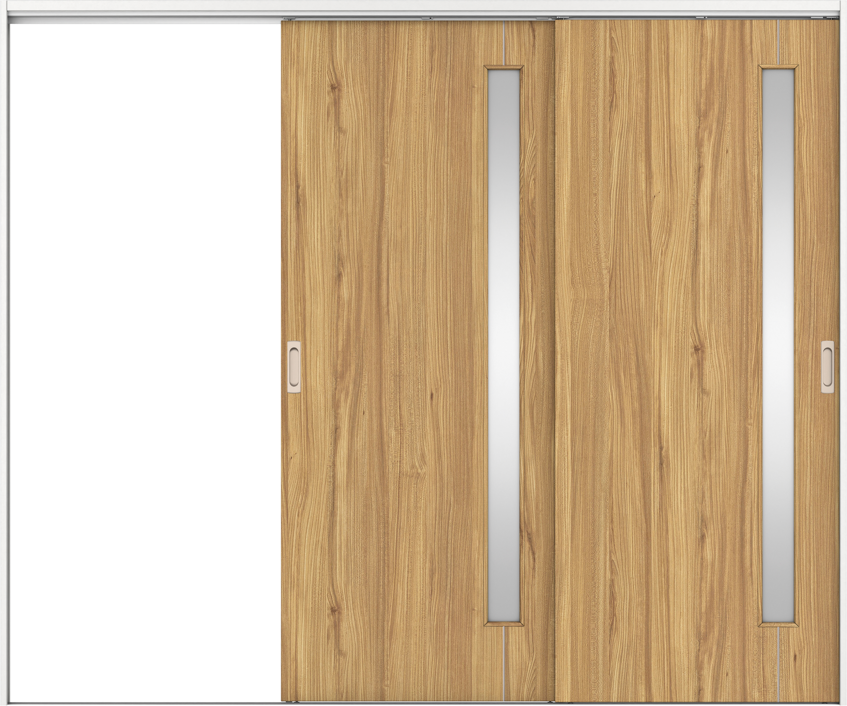 リビングドア　イエリア　吊戸・２枚片引　扉セット　Ｄ４デザイン　２４３７幅用　２０００高　〈シナモンブラウン柄〉　左引用　錠なし　ラクラクローズ付用