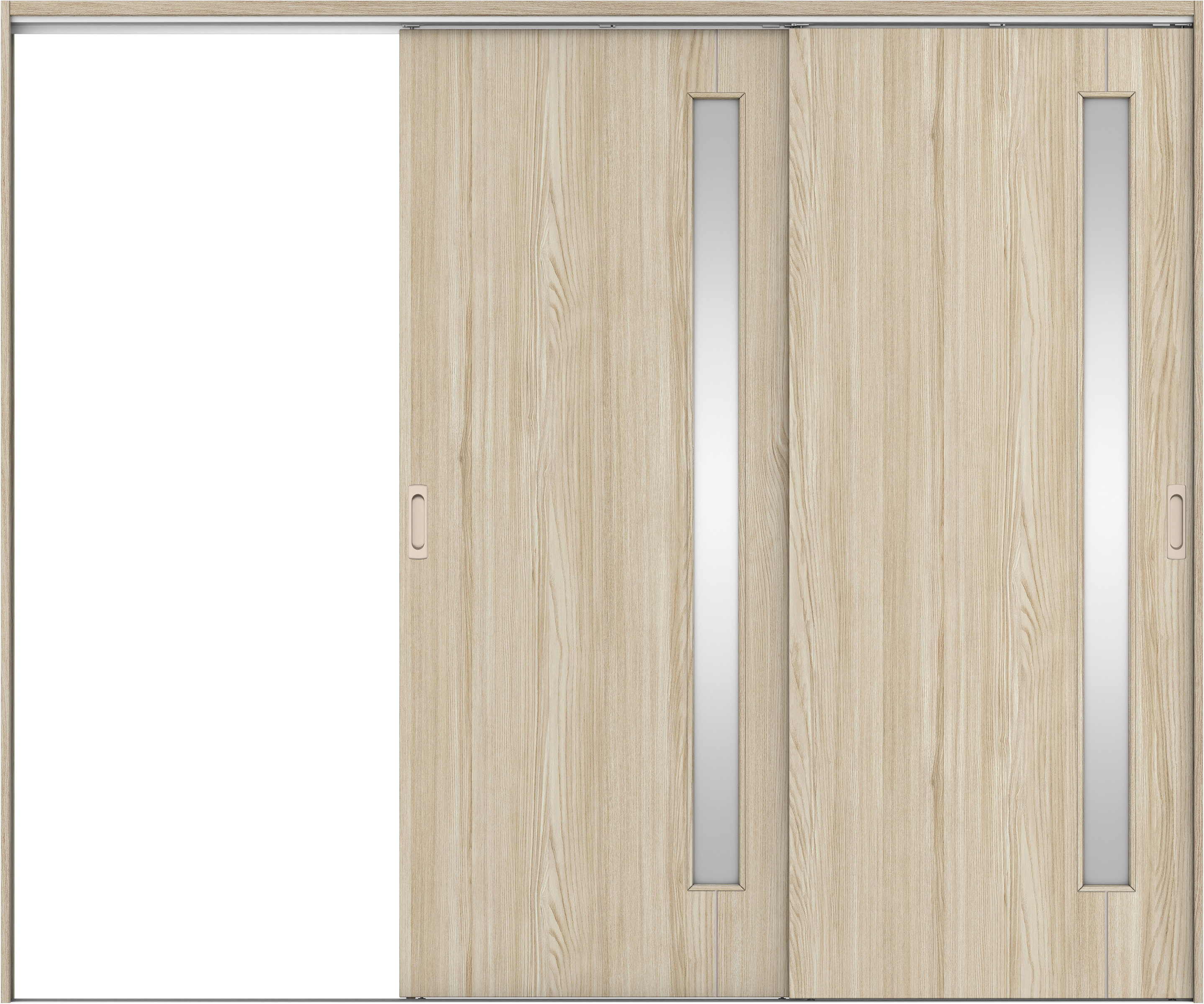 リビングドア　イエリア　吊戸・２枚片引　扉セット　Ｄ４デザイン　２４３７幅用　２０００高　〈ソフトグレージュ柄〉　左引用　錠なし　ラクラクローズ付用
