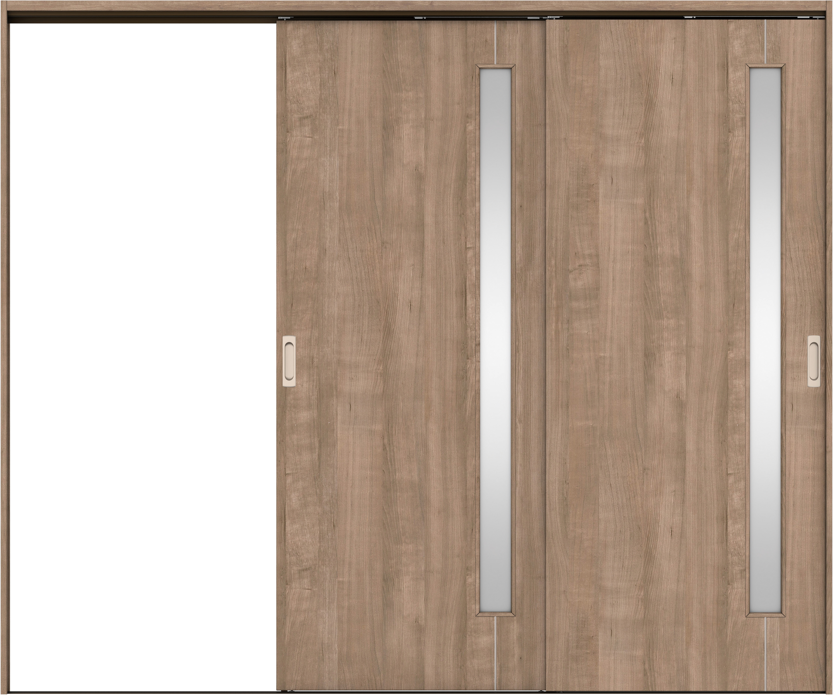 リビングドア　イエリア　吊戸・２枚片引　扉セット　Ｄ４デザイン　２４３７幅用　２０００高　〈トープグレー柄〉　左引用　錠なし　ラクラクローズ付用