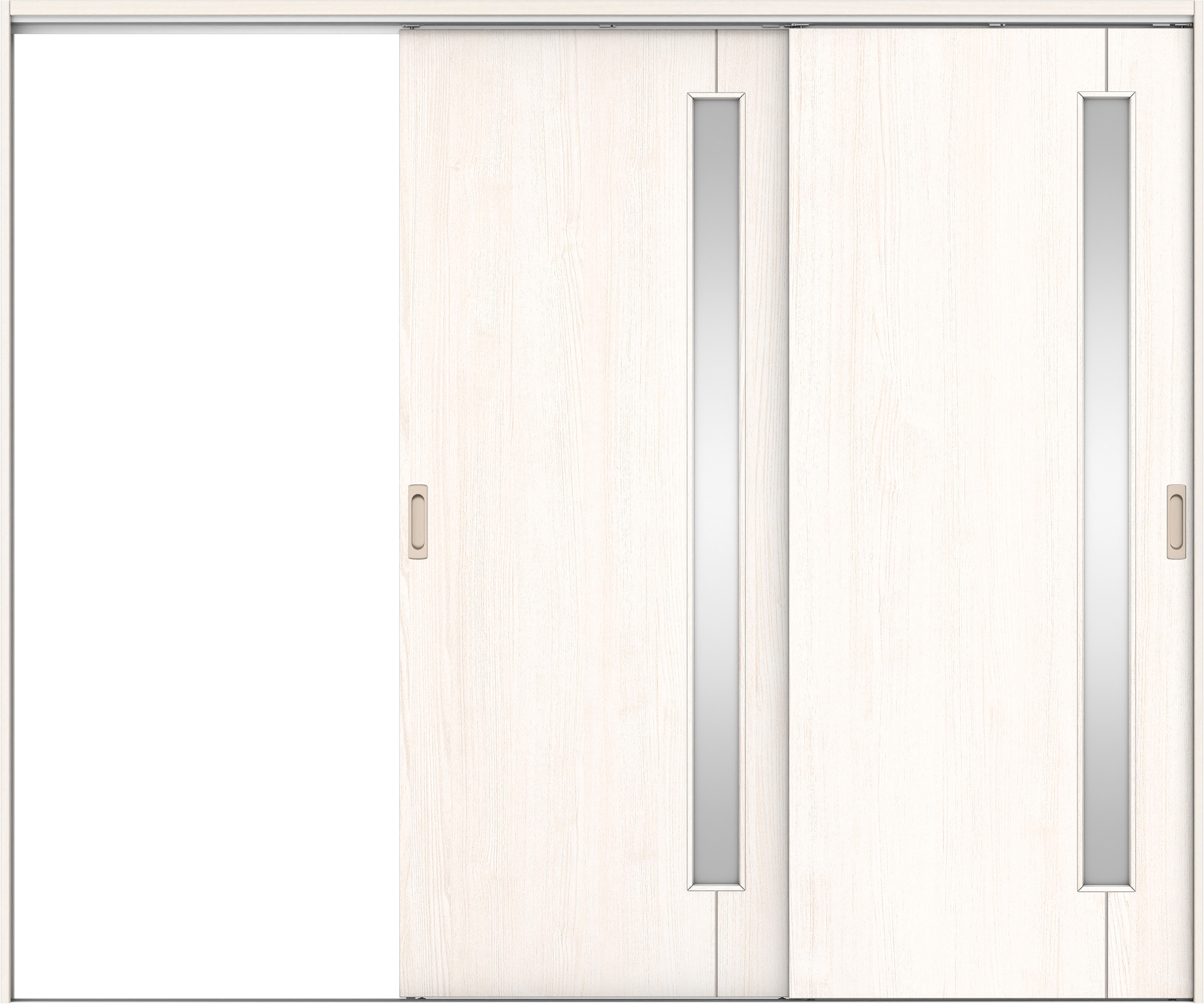 リビングドア　イエリア　吊戸・２枚片引　扉セット　Ｄ４デザイン　２４３７幅用　２０００高　〈ネオホワイト柄〉　左引用　錠なし　ラクラクローズ付用