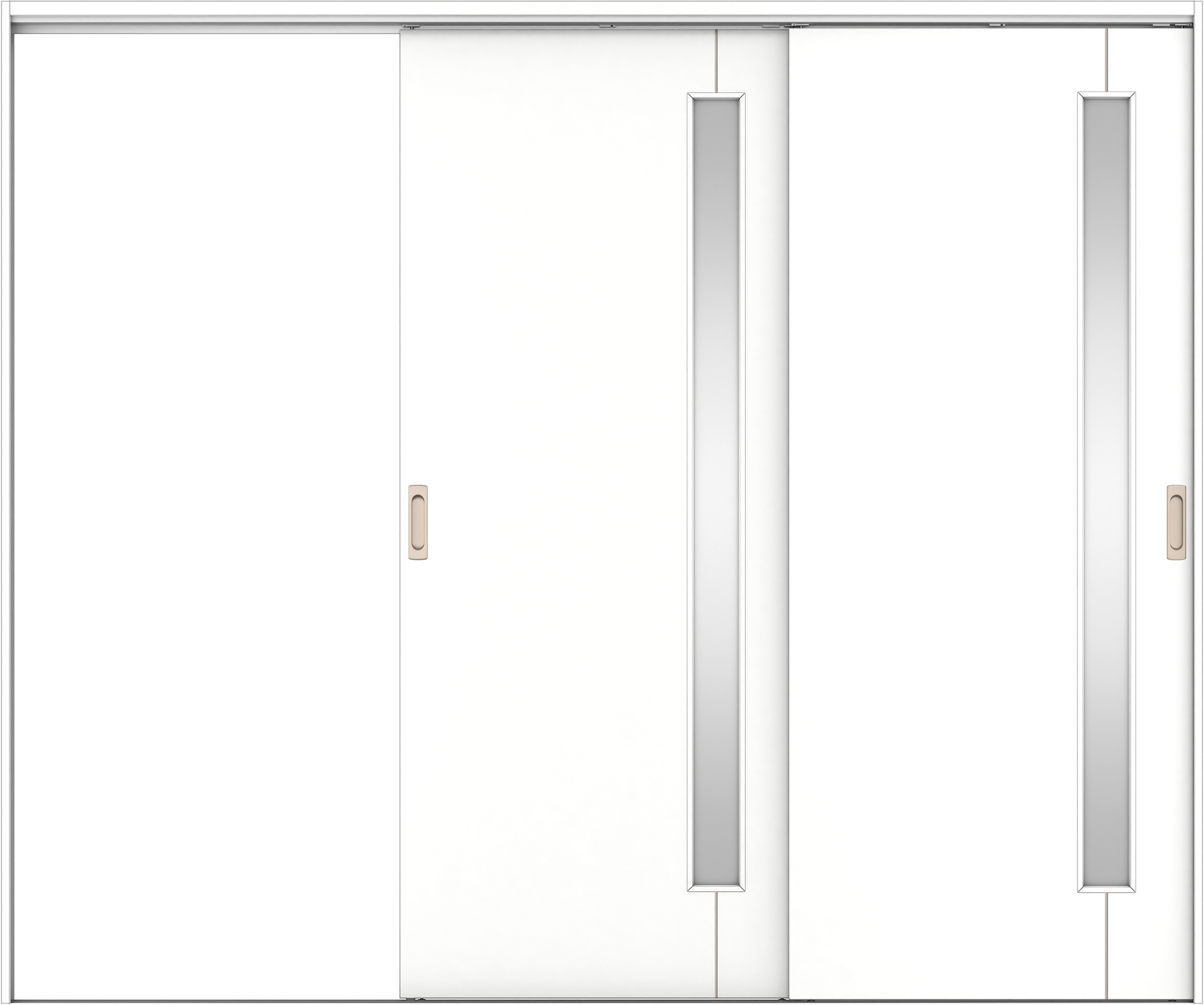 リビングドア　イエリア　吊戸・２枚片引　扉セット　Ｄ４デザイン　２４３７幅用　２０００高　〈パウダーホワイト柄〉　左引用　錠なし　ラクラクローズ付用