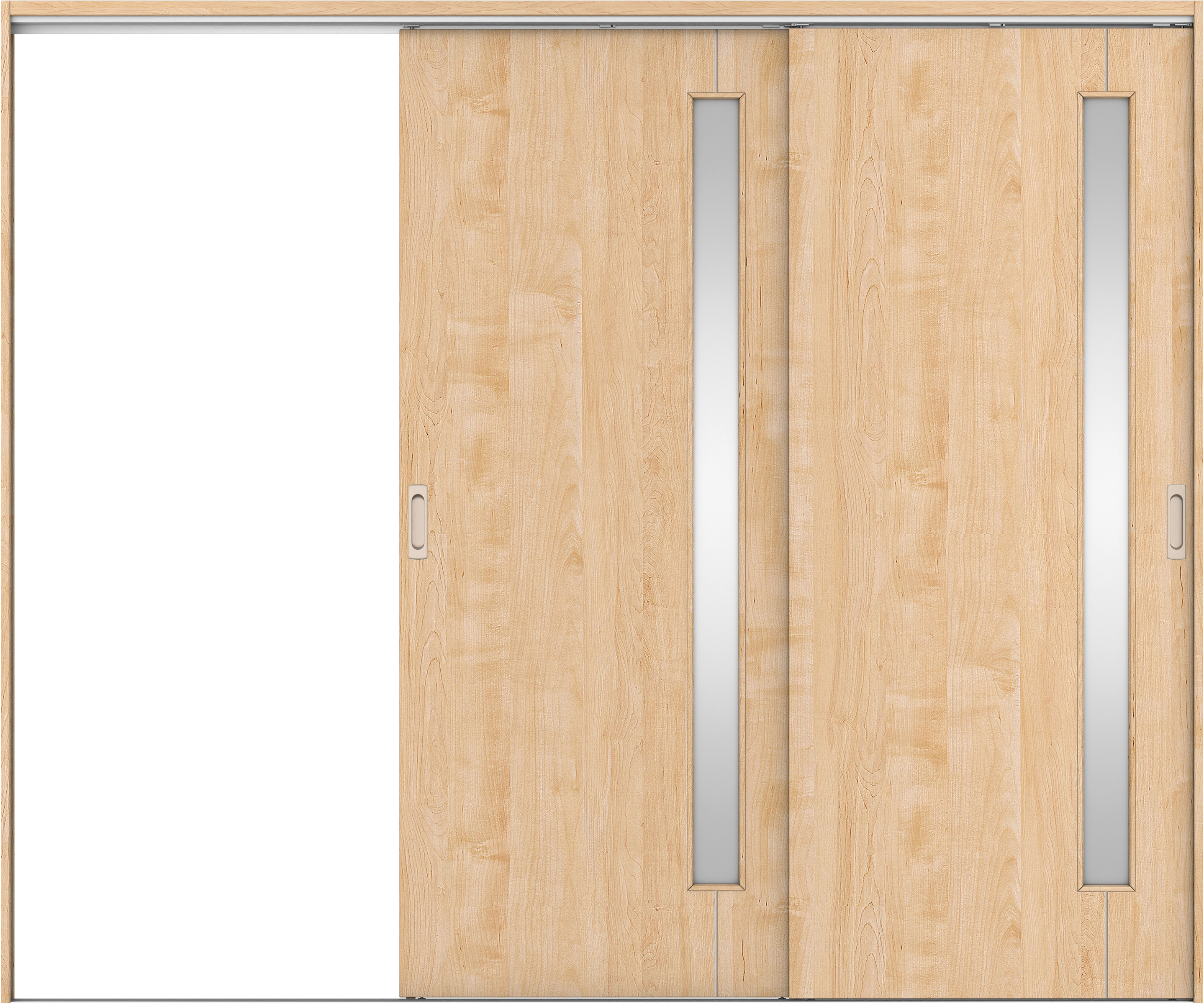 リビングドア　イエリア　吊戸・２枚片引　扉セット　Ｄ４デザイン　２４３７幅用　２０００高　〈ミルベージュ柄〉　左引用　錠なし　ラクラクローズ付用