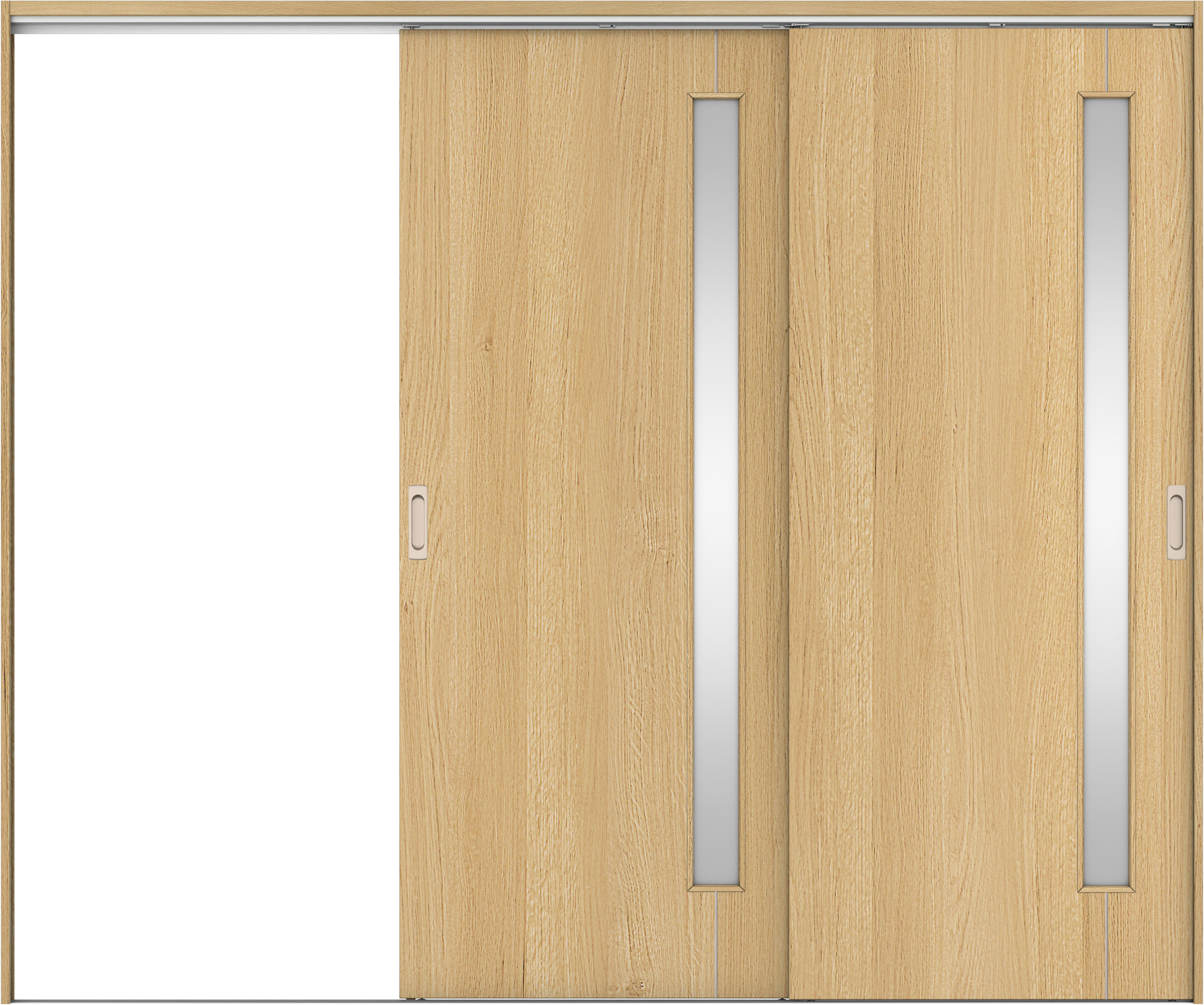 リビングドア　イエリア　吊戸・２枚片引　扉セット　Ｄ４デザイン　２４３７幅用　２０００高　〈ライトオーカー柄〉　左引用　錠なし　ラクラクローズ付用