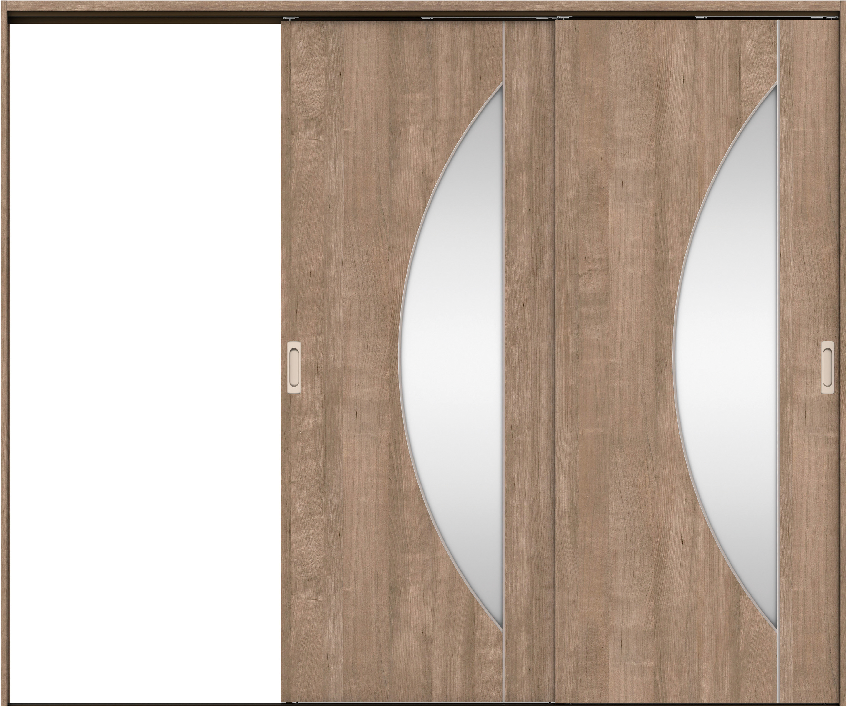 リビングドア　イエリア　吊戸・２枚片引　扉セット　Ｄ５デザイン　２４３７幅用　２０００高　〈トープグレー柄〉　左引用　錠なし　ラクラクローズ付用