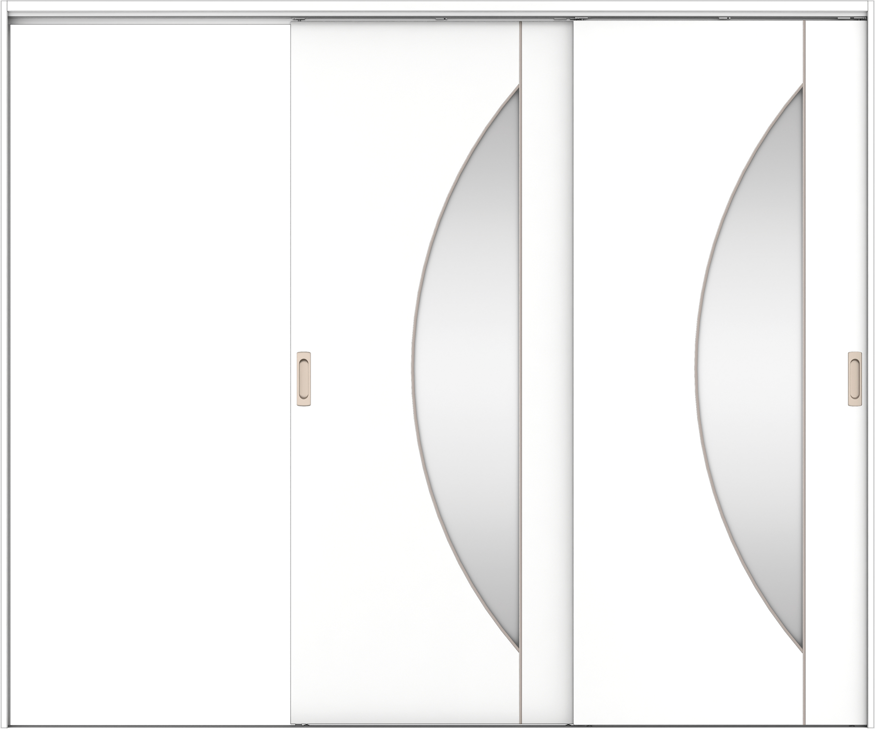 リビングドア　イエリア　吊戸・２枚片引　扉セット　Ｄ５デザイン　２４３７幅用　２０００高　〈パウダーホワイト柄〉　左引用　錠なし　ラクラクローズ付用