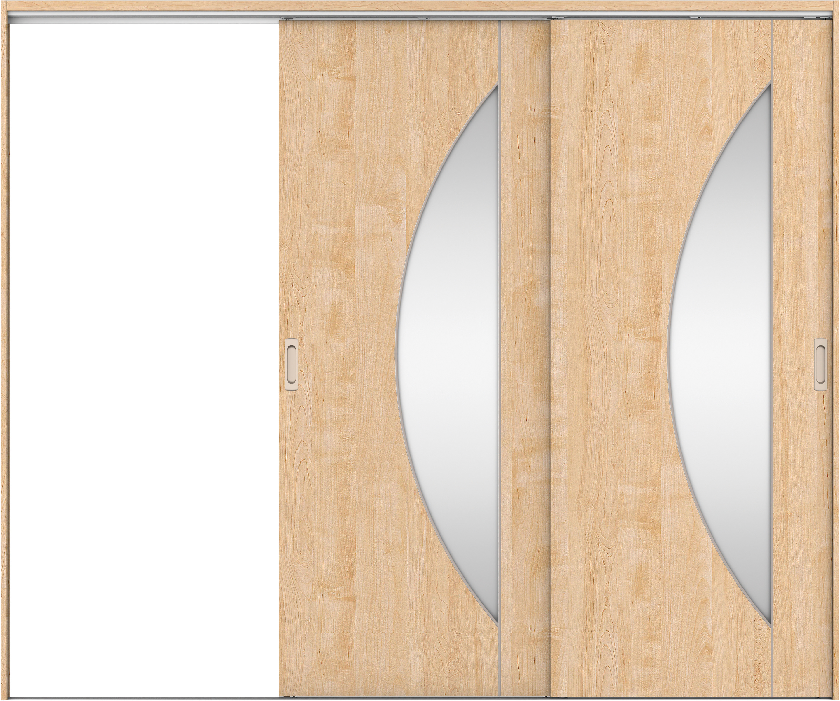 リビングドア　イエリア　吊戸・２枚片引　扉セット　Ｄ５デザイン　２４３７幅用　２０００高　〈ミルベージュ柄〉　左引用　錠なし　ラクラクローズ付用