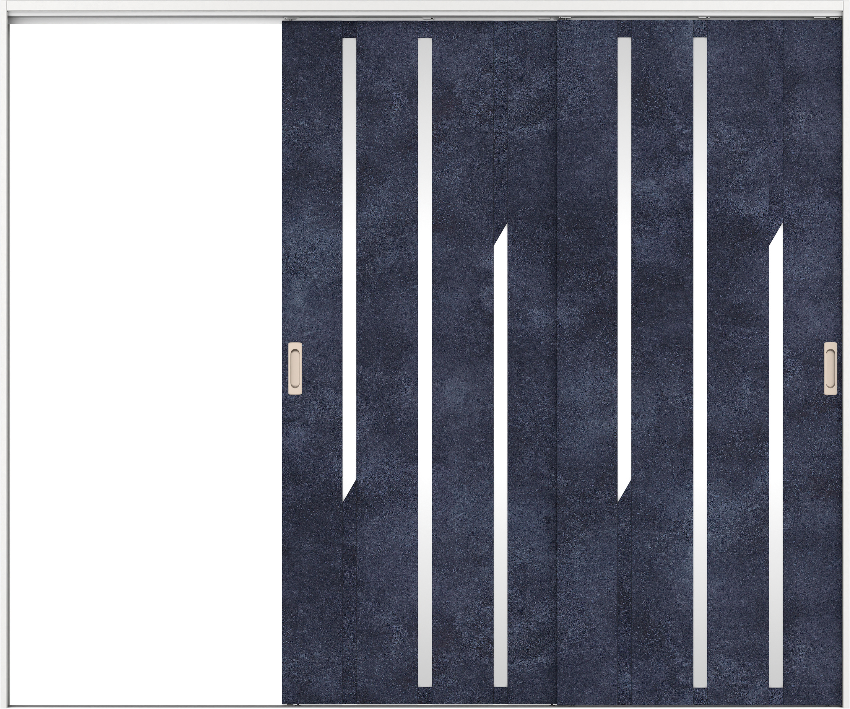 リビングドア　イエリア　吊戸・２枚片引　扉セット　Ｅ３デザイン　２４３７幅用　２０００高　〈コバルトブルー柄〉　左引用　錠なし　ラクラクローズ付用