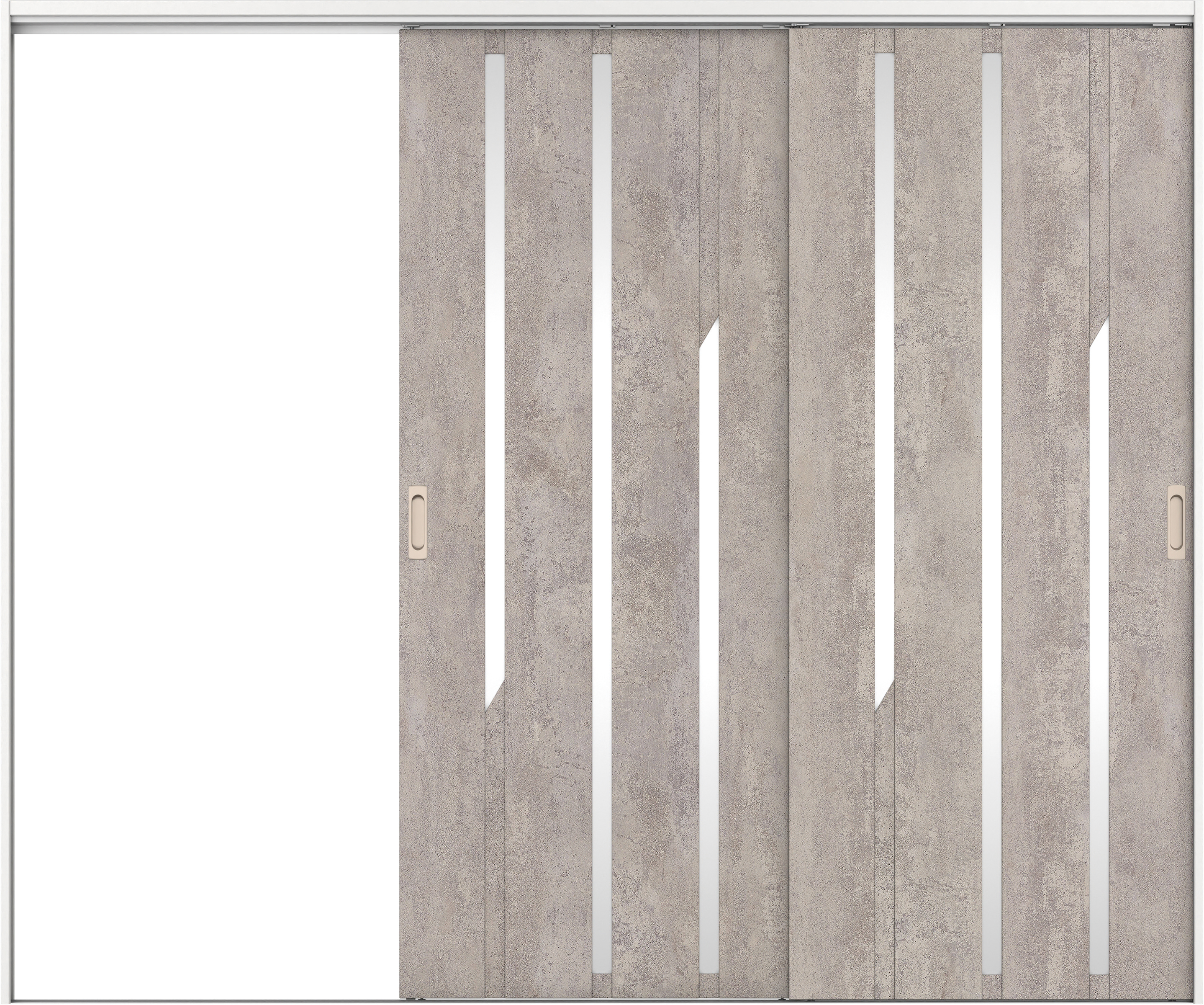 リビングドア　イエリア　吊戸・２枚片引　扉セット　Ｅ３デザイン　２４３７幅用　２０００高　〈コンクリートグレー柄〉　左引用　錠なし　ラクラクローズ付用