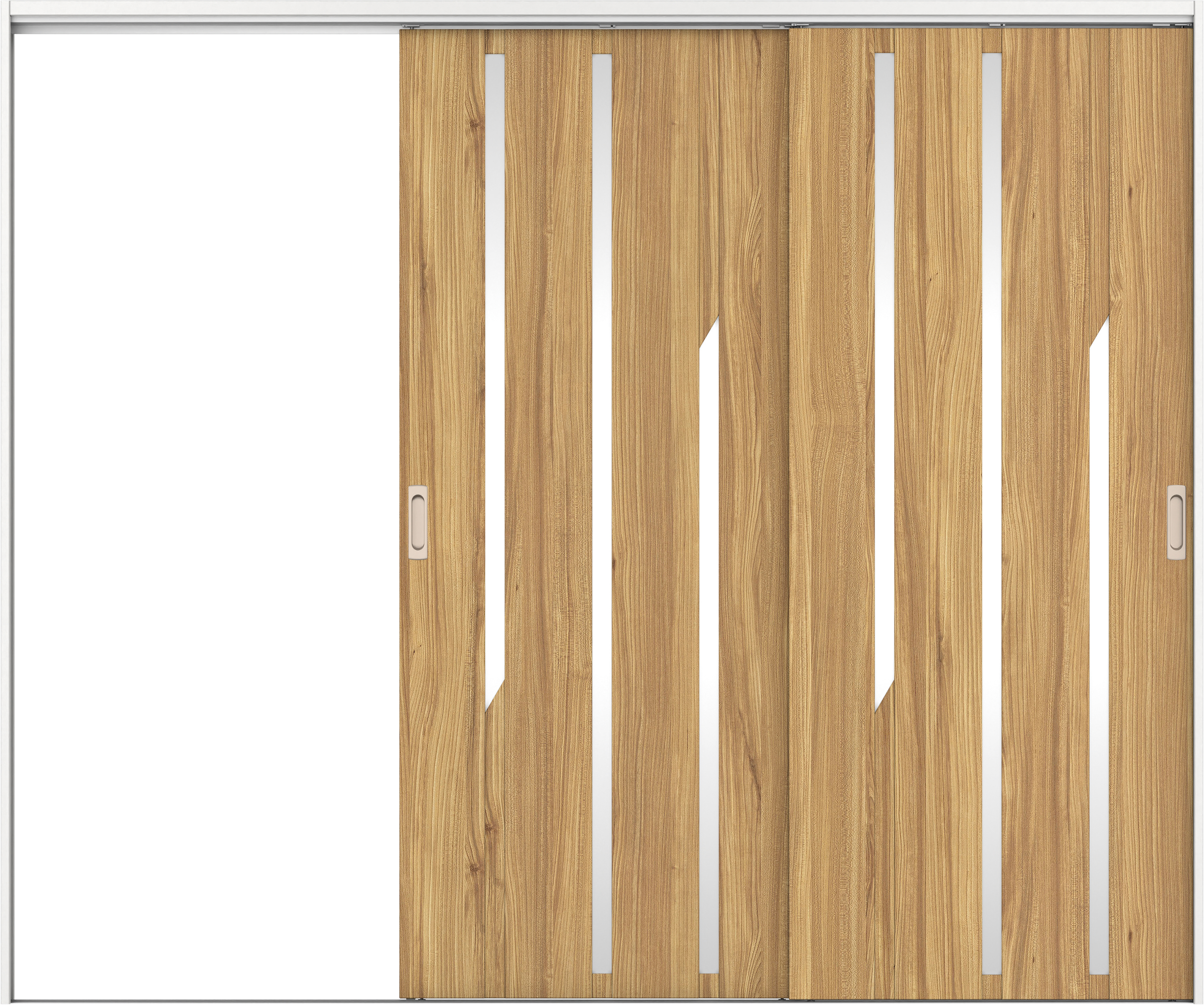 リビングドア　イエリア　吊戸・２枚片引　扉セット　Ｅ３デザイン　２４３７幅用　２０００高　〈シナモンブラウン柄〉　左引用　錠なし　ラクラクローズ付用