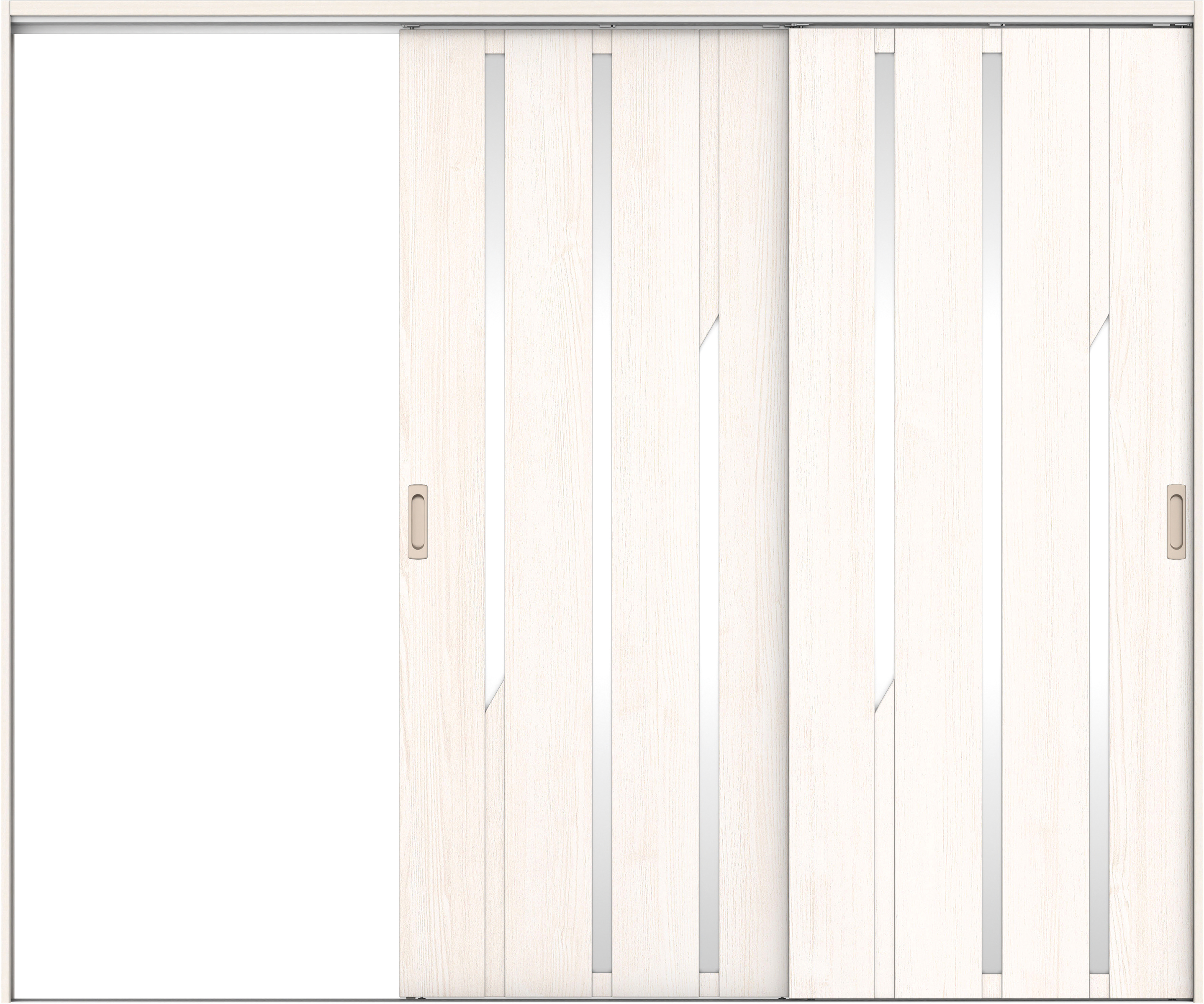 リビングドア　イエリア　吊戸・２枚片引　扉セット　Ｅ３デザイン　２４３７幅用　２０００高　〈ネオホワイト柄〉　左引用　錠なし　ラクラクローズ付用