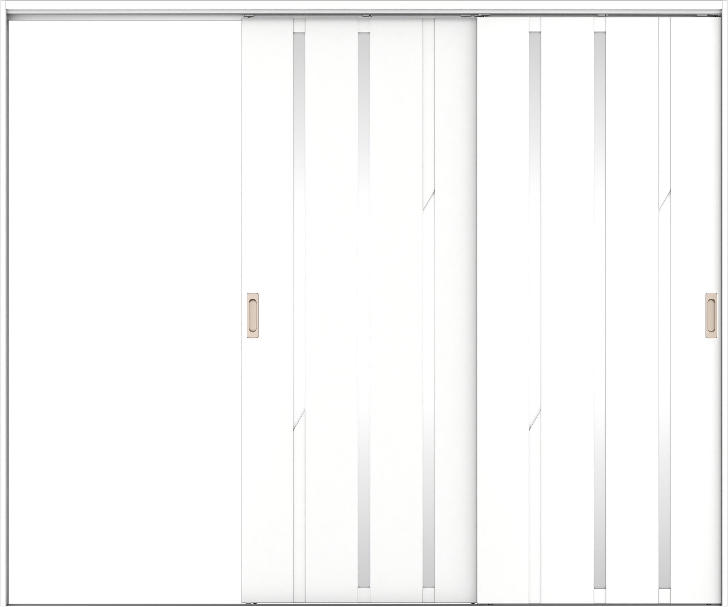 リビングドア　イエリア　吊戸・２枚片引　扉セット　Ｅ３デザイン　２４３７幅用　２０００高　〈パウダーホワイト柄〉　左引用　錠なし　ラクラクローズ付用