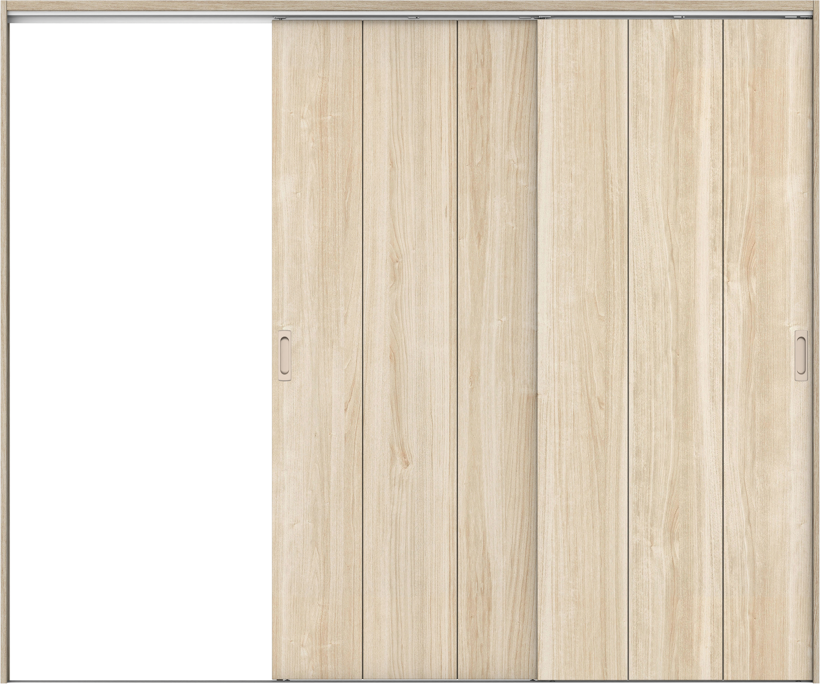 リビングドア　イエリア　吊戸・２枚片引　扉セット　Ｇ１デザイン　２４３７幅用　２０００高　〈コットンベージュ柄〉　左引用　錠なし　ラクラクローズ付用