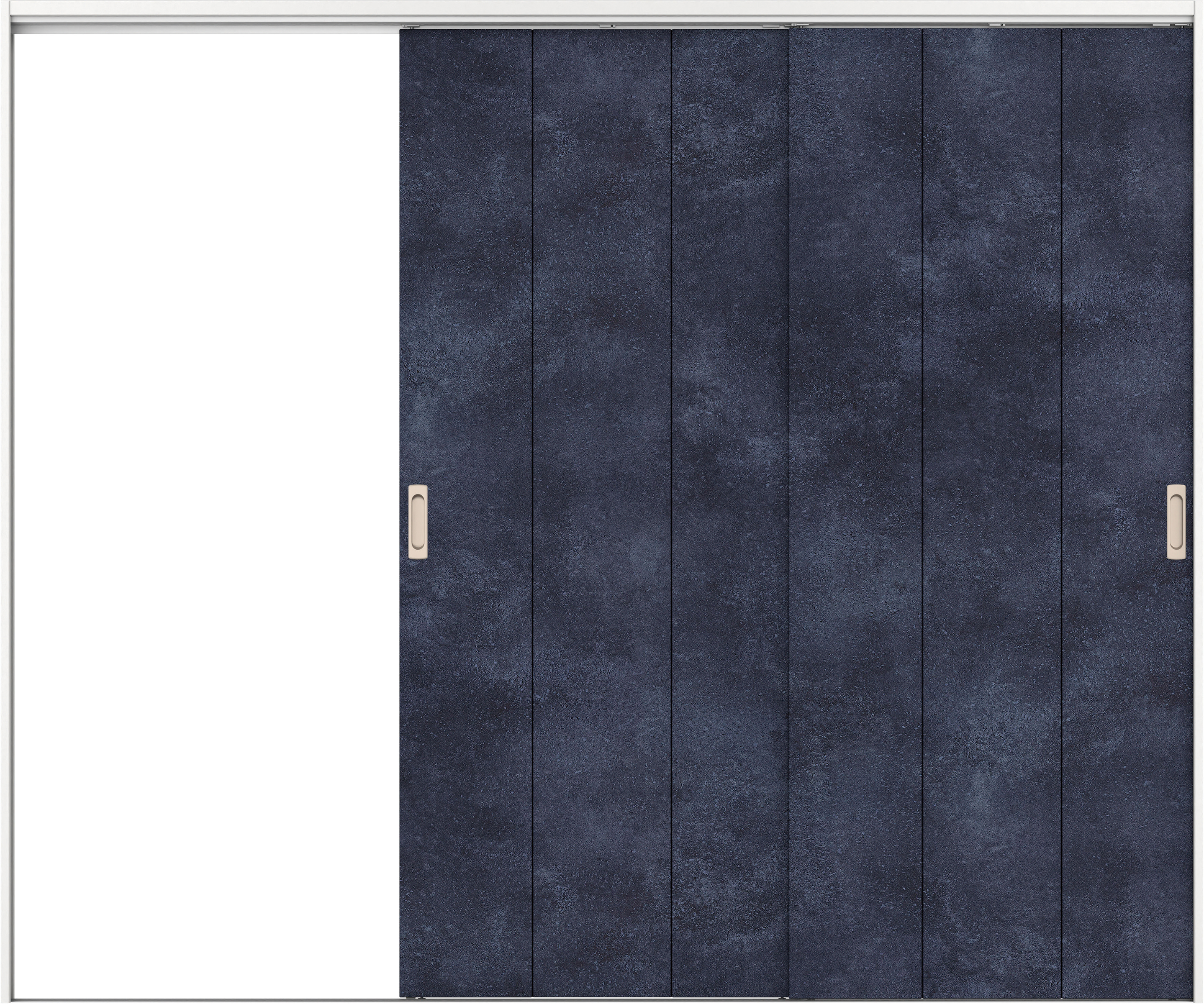 リビングドア　イエリア　吊戸・２枚片引　扉セット　Ｇ１デザイン　２４３７幅用　２０００高　〈コバルトブルー柄〉　左引用　錠なし　ラクラクローズ付用