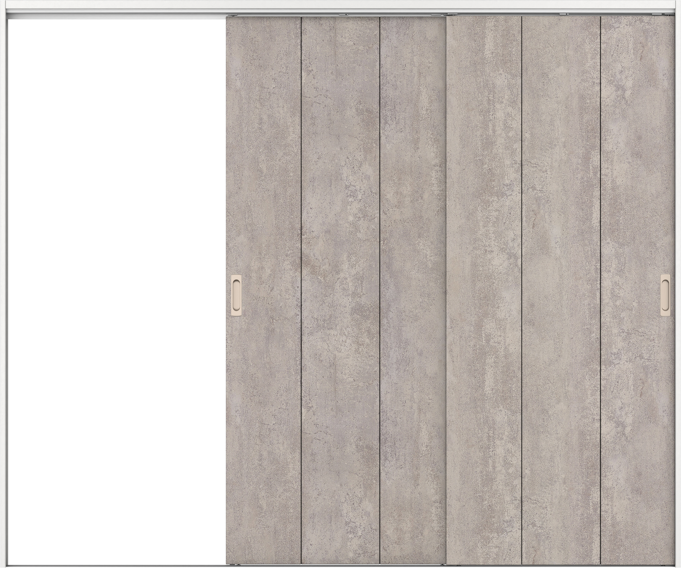 リビングドア　イエリア　吊戸・２枚片引　扉セット　Ｇ１デザイン　２４３７幅用　２０００高　〈コンクリートグレー柄〉　左引用　錠なし　ラクラクローズ付用