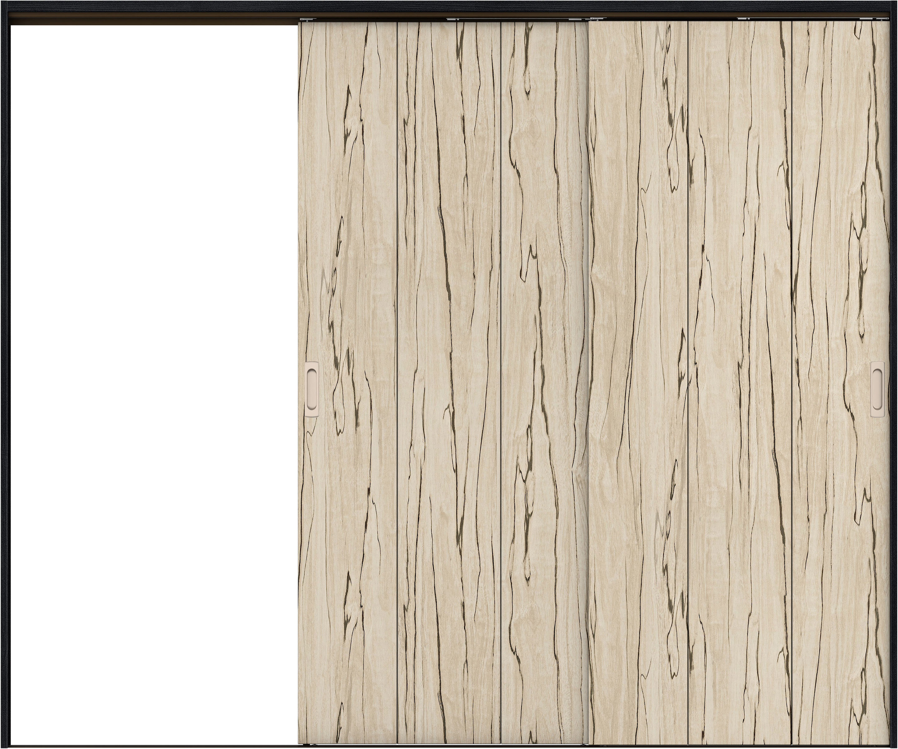 リビングドア　イエリア　吊戸・２枚片引　扉セット　Ｇ１デザイン　２４３７幅用　２０００高　〈スロウベージュ柄〉　左引用　錠なし　ラクラクローズ付用