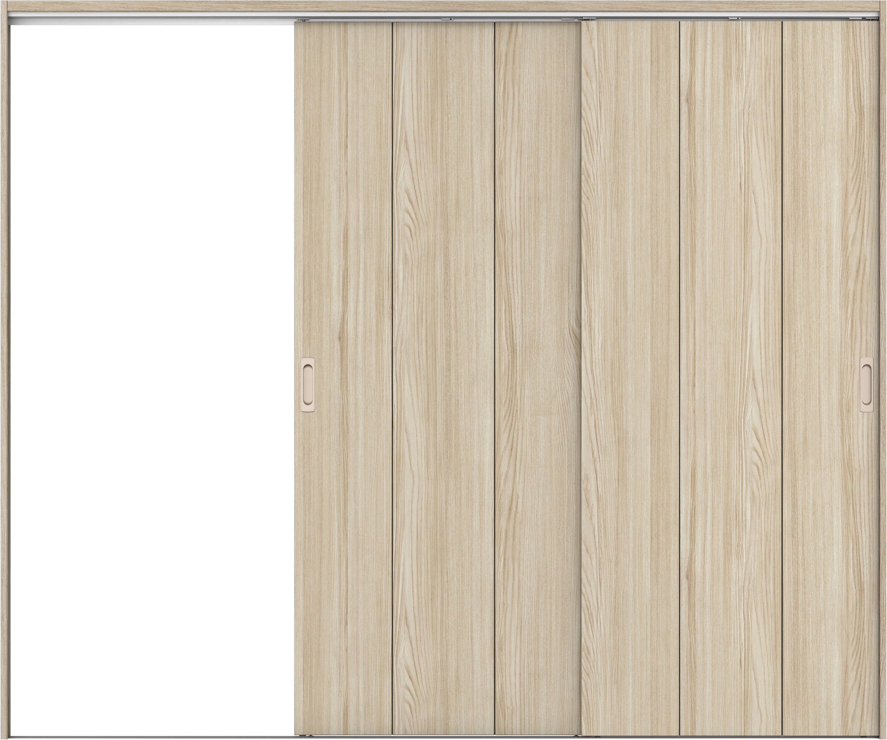 リビングドア　イエリア　吊戸・２枚片引　扉セット　Ｇ１デザイン　２４３７幅用　２０００高　〈ソフトグレージュ柄〉　左引用　錠なし　ラクラクローズ付用