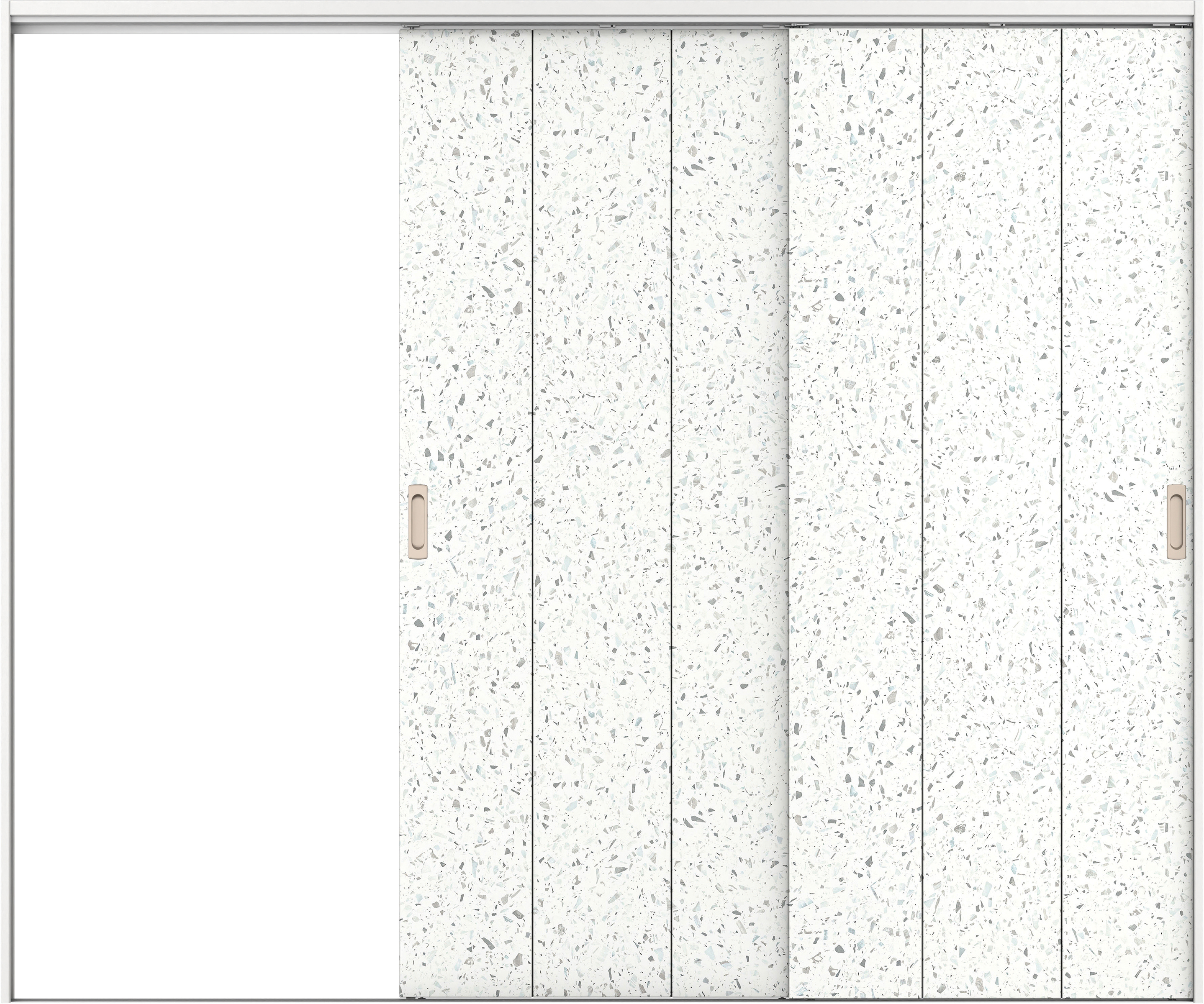 リビングドア　イエリア　吊戸・２枚片引　扉セット　Ｇ１デザイン　２４３７幅用　２０００高　〈テラゾホワイト柄〉　左引用　錠なし　ラクラクローズ付用