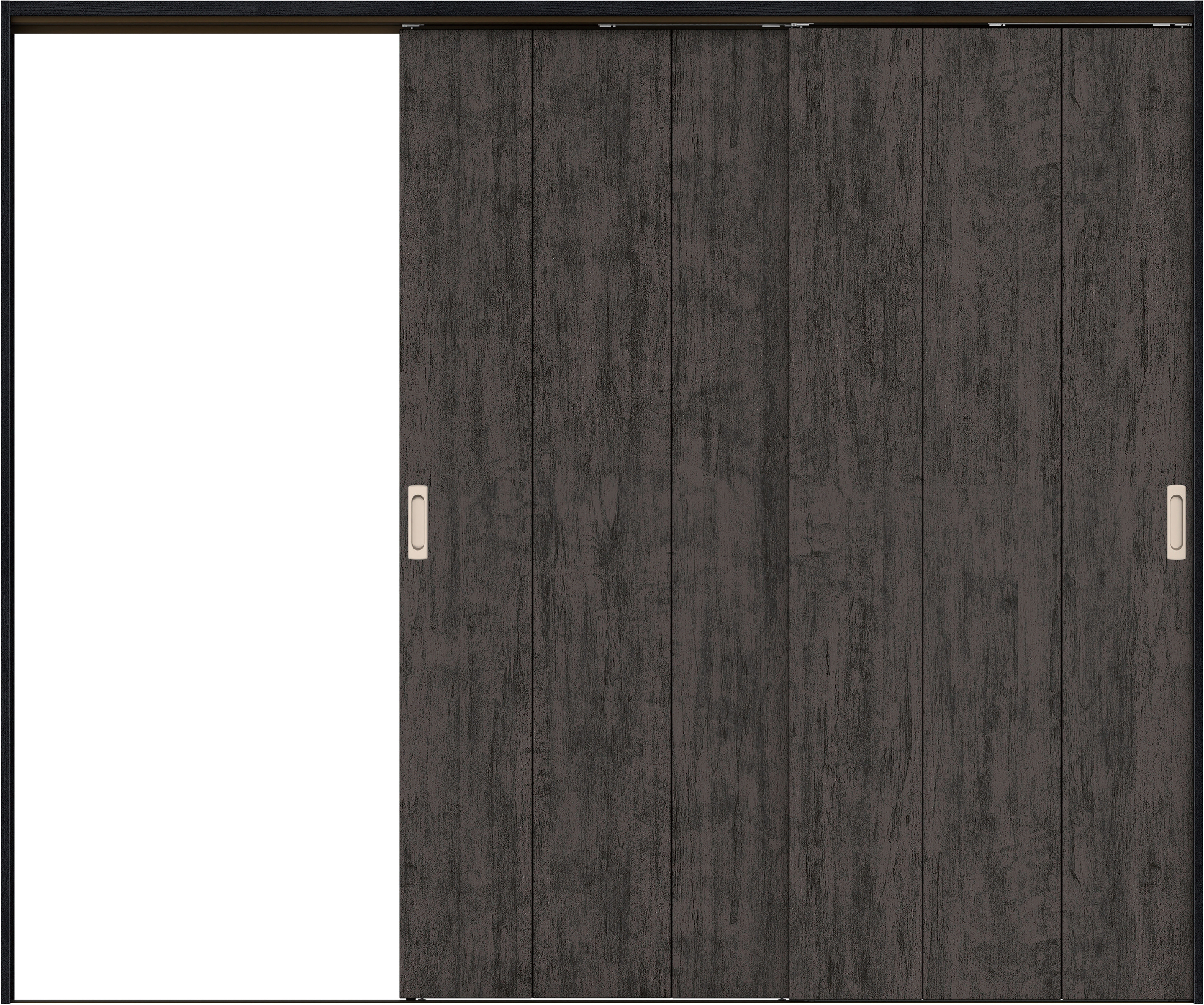 リビングドア　イエリア　吊戸・２枚片引　扉セット　Ｇ１デザイン　２４３７幅用　２０００高　〈ドライブラック柄〉　左引用　錠なし　ラクラクローズ付用