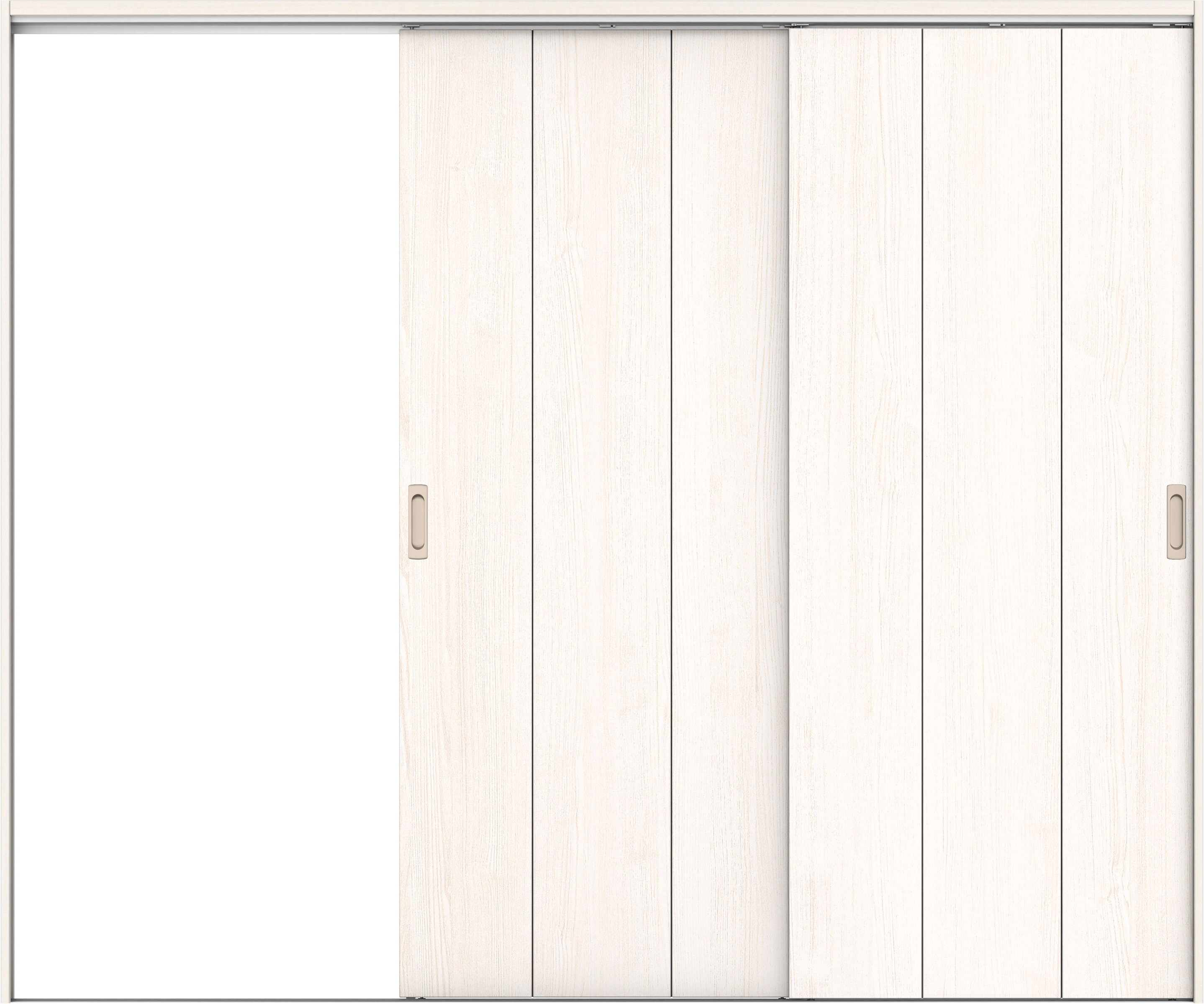 リビングドア　イエリア　吊戸・２枚片引　扉セット　Ｇ１デザイン　２４３７幅用　２０００高　〈ネオホワイト柄〉　左引用　錠なし　ラクラクローズ付用