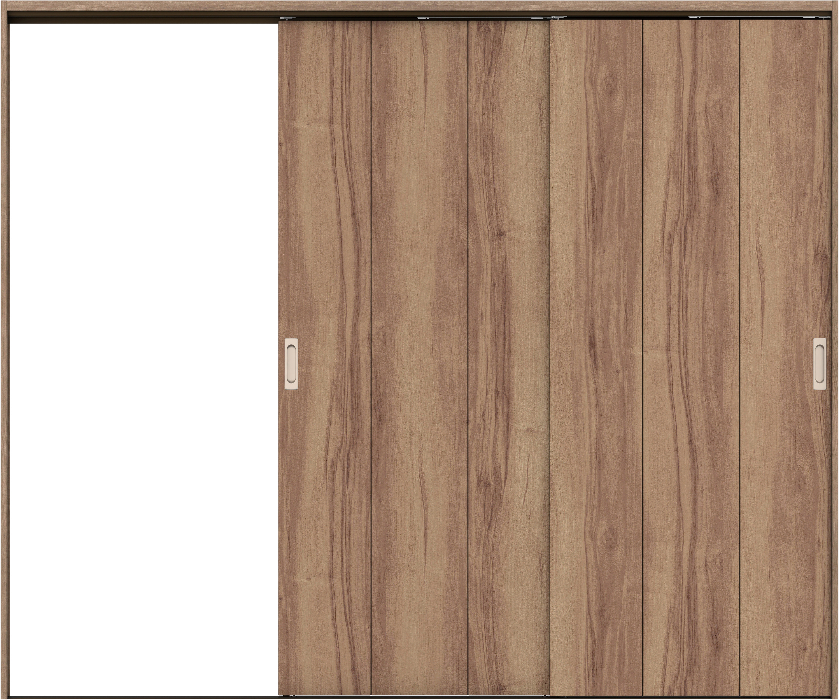 リビングドア　イエリア　吊戸・２枚片引　扉セット　Ｇ１デザイン　２４３７幅用　２０００高　〈バームブラウン柄〉　左引用　錠なし　ラクラクローズ付用