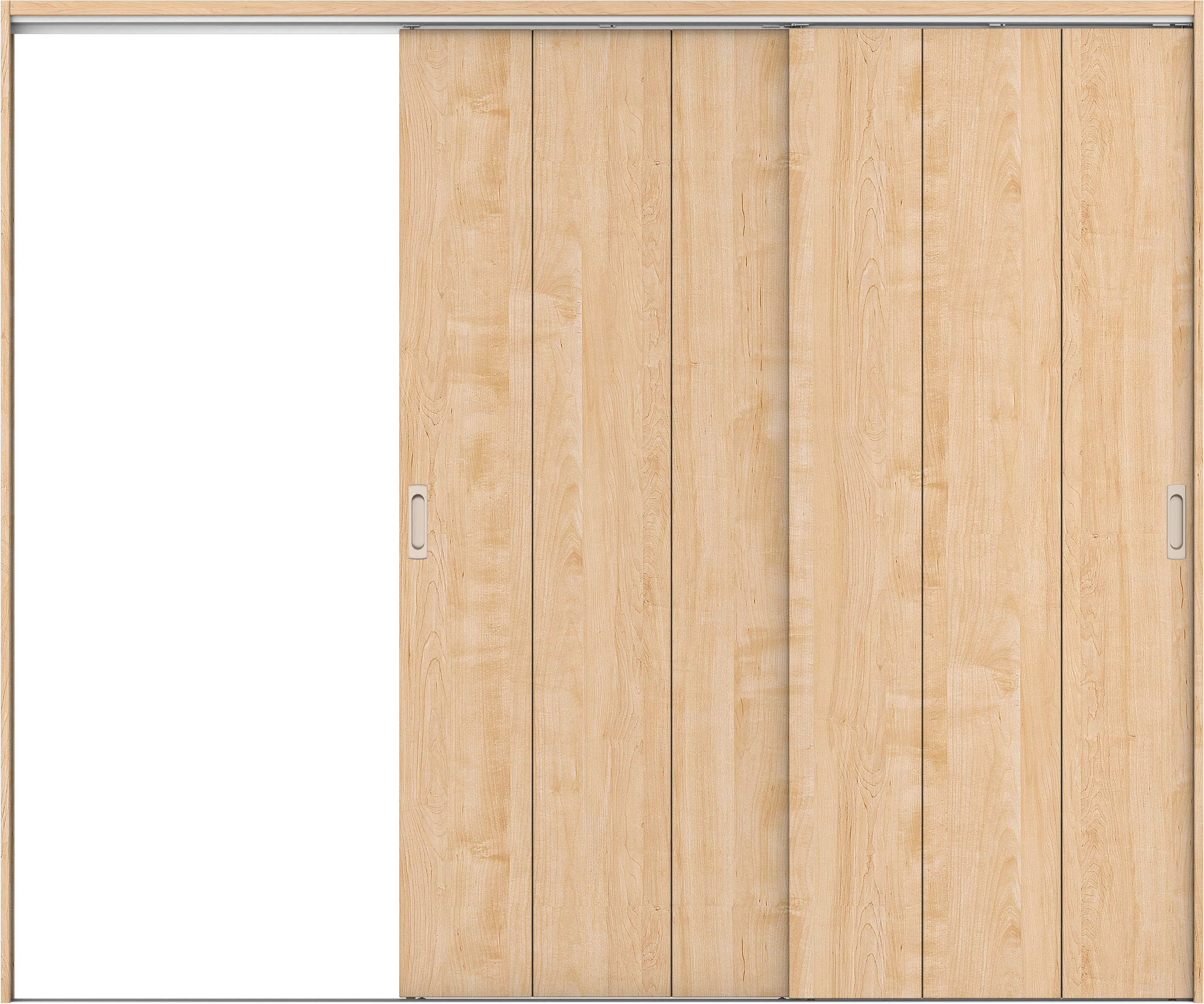 リビングドア　イエリア　吊戸・２枚片引　扉セット　Ｇ１デザイン　２４３７幅用　２０００高　〈ミルベージュ柄〉　左引用　錠なし　ラクラクローズ付用