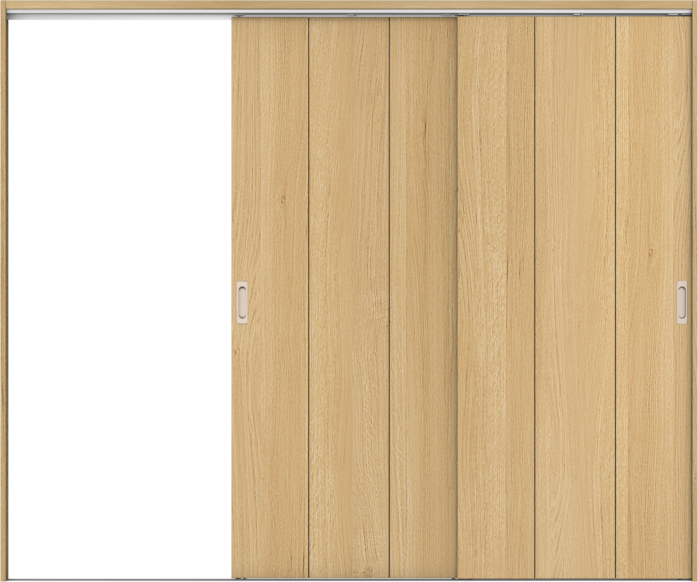 リビングドア　イエリア　吊戸・２枚片引　扉セット　Ｇ１デザイン　２４３７幅用　２０００高　〈ライトオーカー柄〉　左引用　錠なし　ラクラクローズ付用