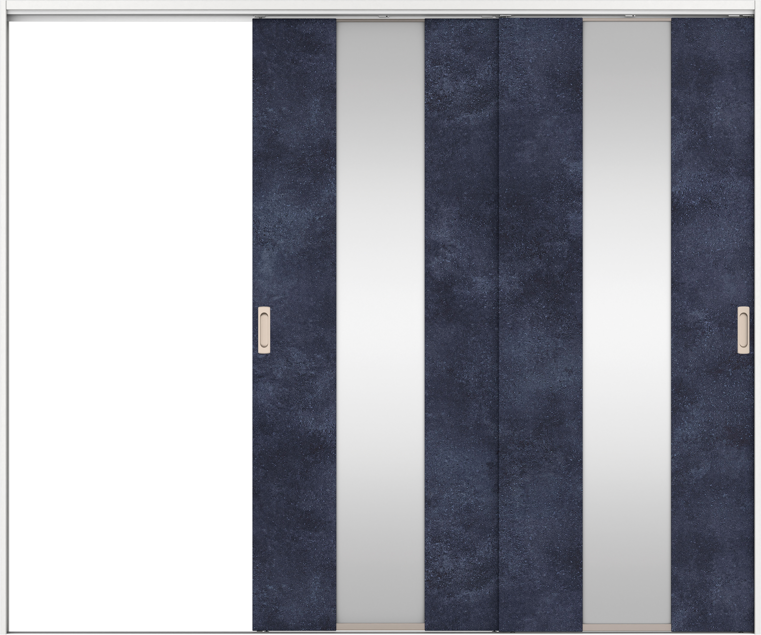 リビングドア　イエリア　吊戸・２枚片引　扉セット　Ｇ５デザイン　２４３７幅用　２０００高　〈コバルトブルー柄〉　左引用　錠なし　ラクラクローズ付用