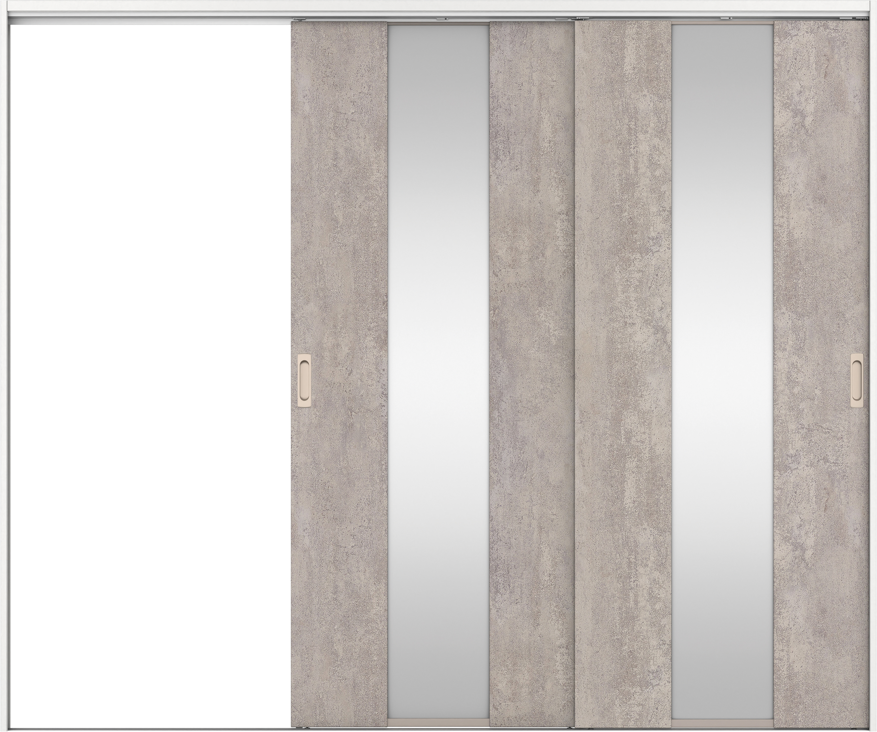 リビングドア　イエリア　吊戸・２枚片引　扉セット　Ｇ５デザイン　２４３７幅用　２０００高　〈コンクリートグレー柄〉　左引用　錠なし　ラクラクローズ付用