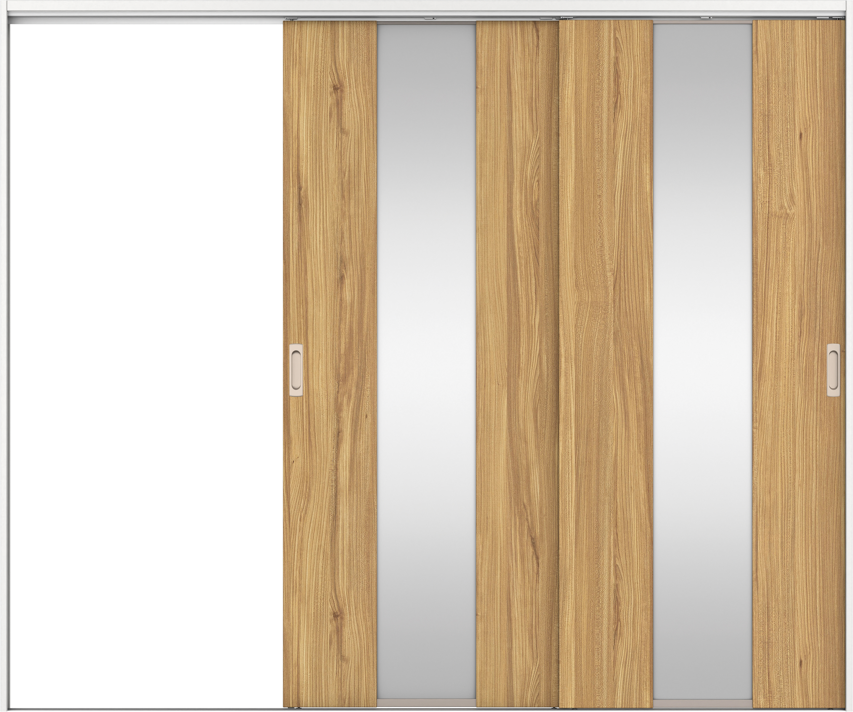 リビングドア　イエリア　吊戸・２枚片引　扉セット　Ｇ５デザイン　２４３７幅用　２０００高　〈シナモンブラウン柄〉　左引用　錠なし　ラクラクローズ付用