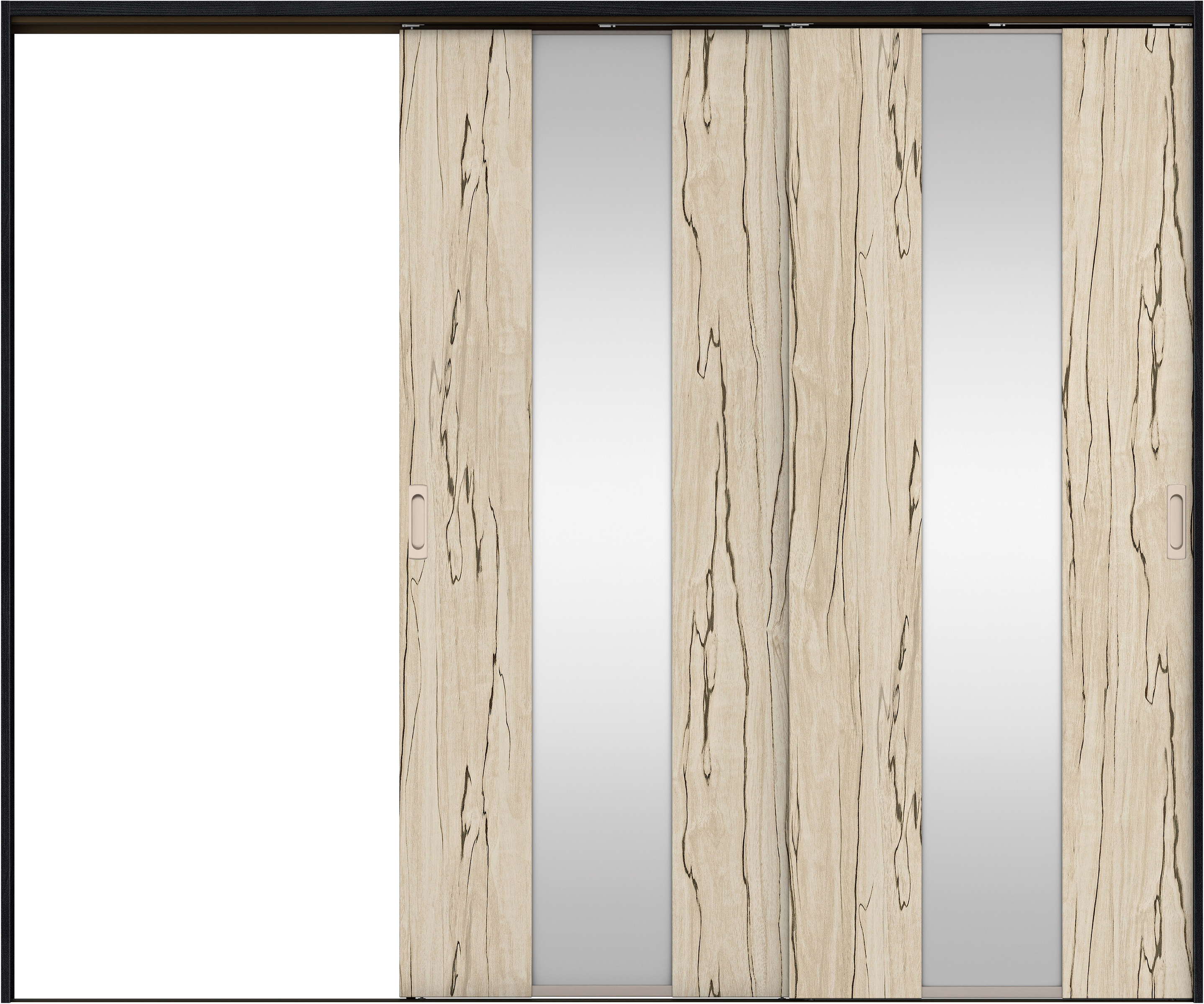 リビングドア　イエリア　吊戸・２枚片引　扉セット　Ｇ５デザイン　２４３７幅用　２０００高　〈スロウベージュ柄〉　左引用　錠なし　ラクラクローズ付用
