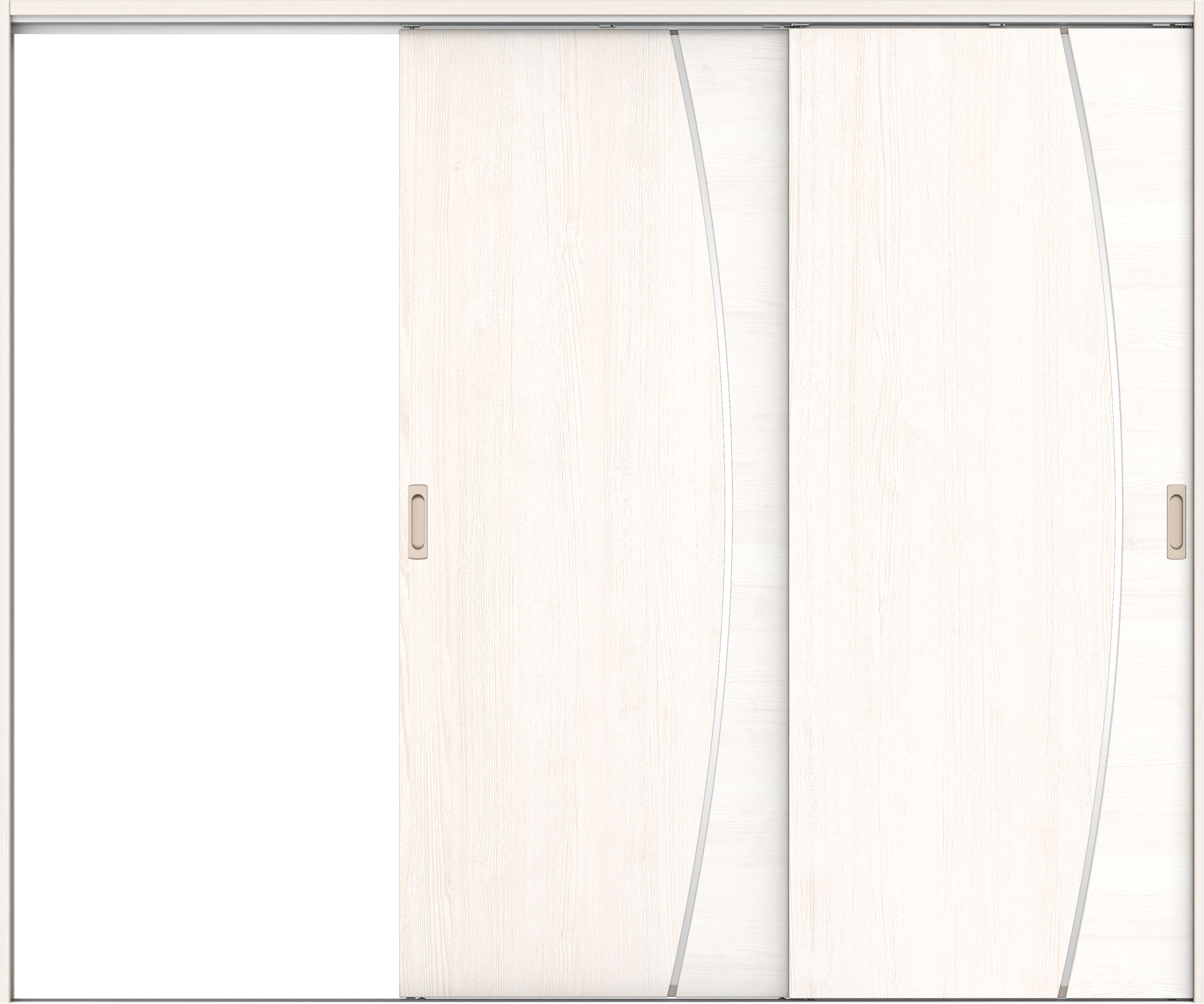 リビングドア　イエリア　吊戸・２枚片引　扉セット　Ｋ４デザイン　２４３７幅用　２０００高　〈ネオホワイト柄〉　左引用　錠なし　ラクラクローズ付用