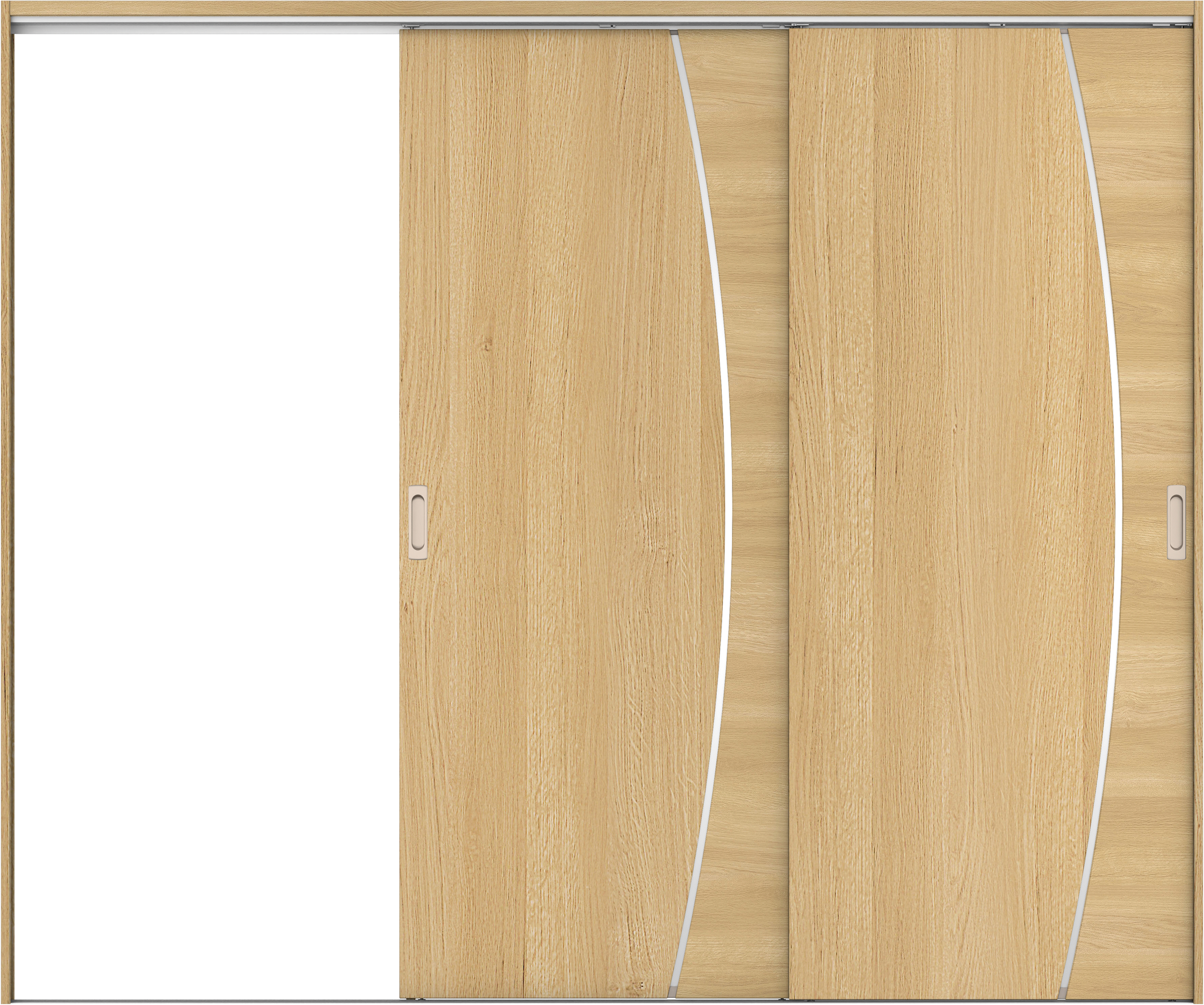 リビングドア　イエリア　吊戸・２枚片引　扉セット　Ｋ４デザイン　２４３７幅用　２０００高　〈ライトオーカー柄〉　左引用　錠なし　ラクラクローズ付用