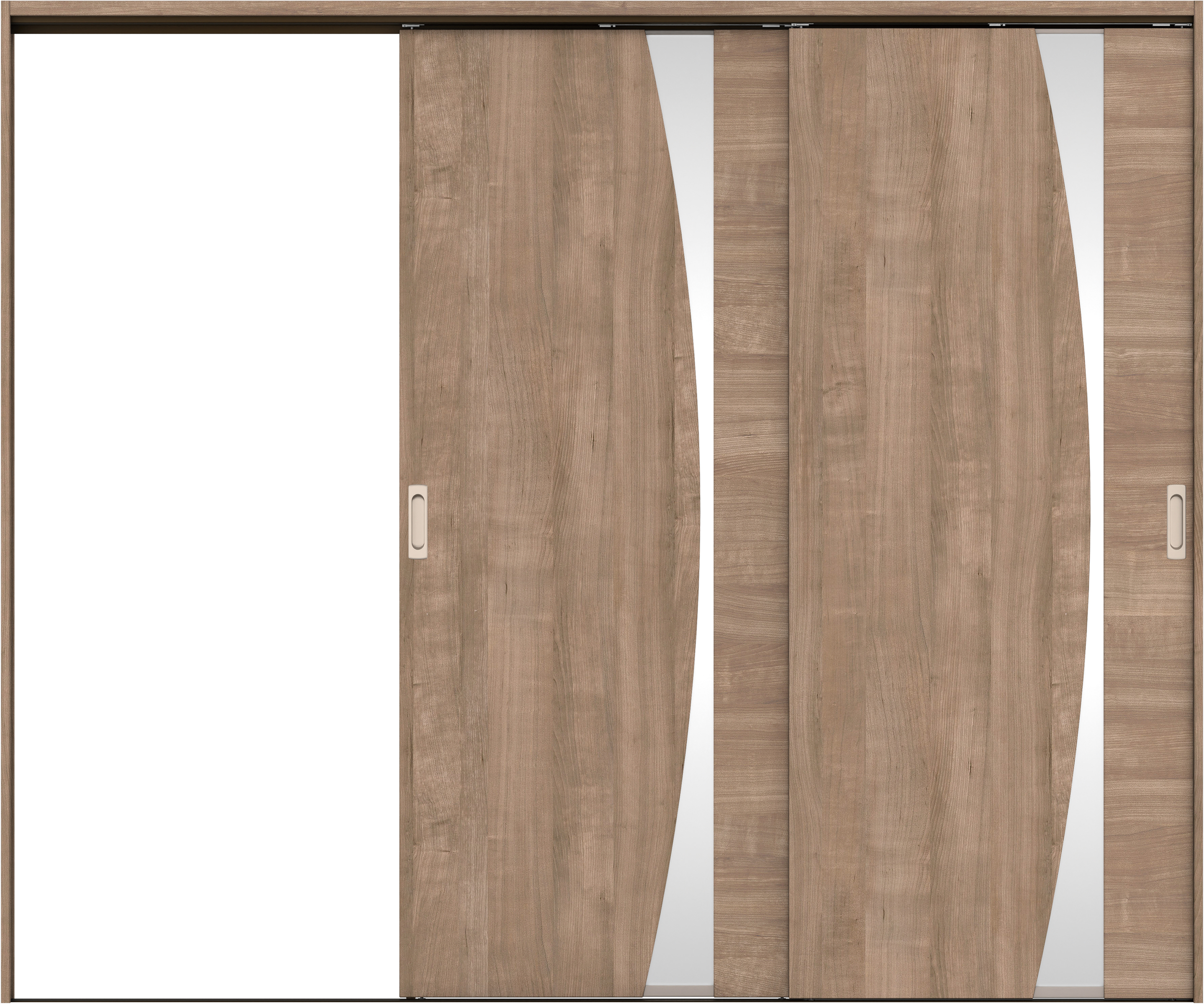 リビングドア　イエリア　吊戸・２枚片引　扉セット　Ｋ５デザイン　２４３７幅用　２０００高　〈トープグレー柄〉　左引用　錠なし　ラクラクローズ付用