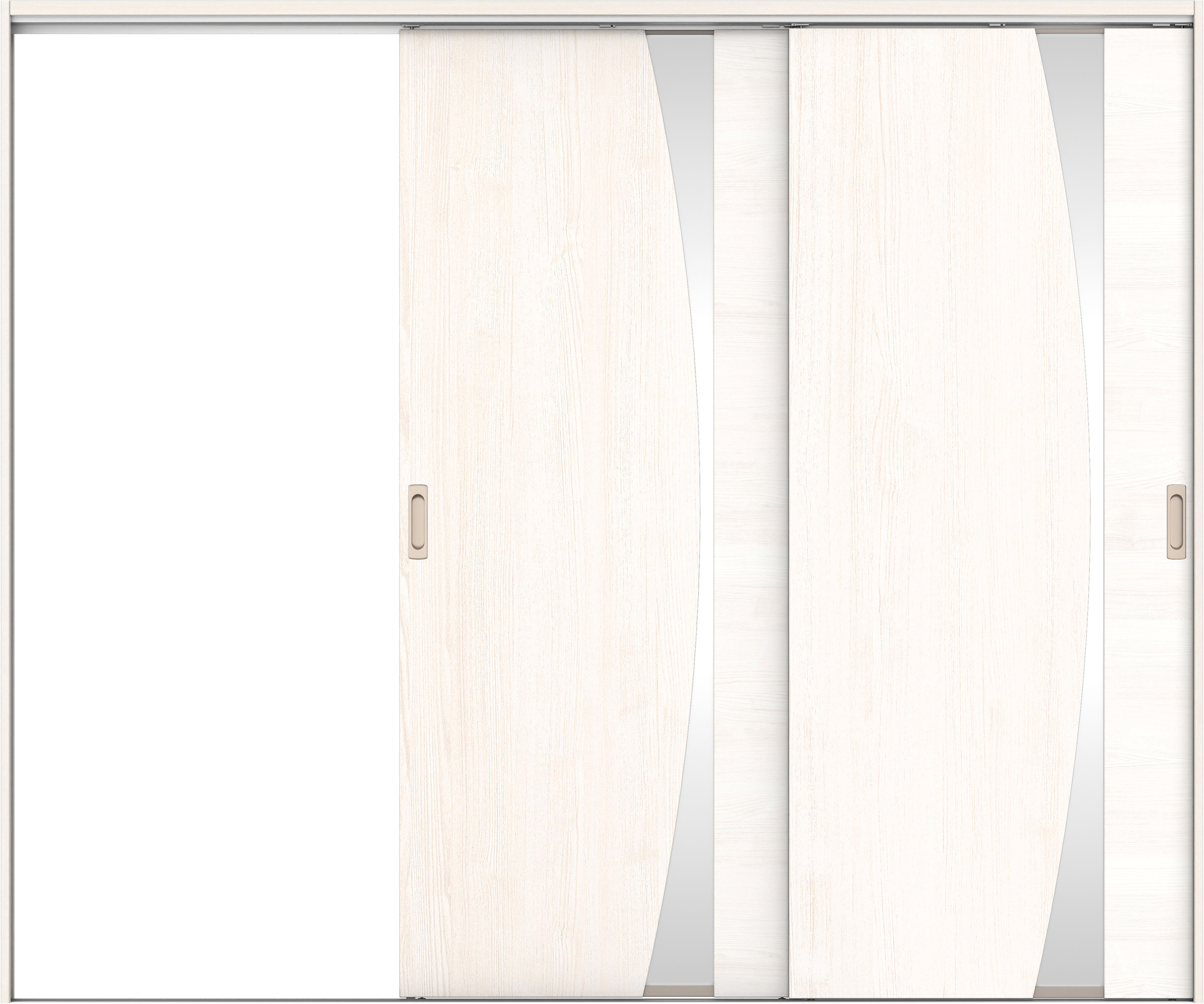 リビングドア　イエリア　吊戸・２枚片引　扉セット　Ｋ５デザイン　２４３７幅用　２０００高　〈ネオホワイト柄〉　左引用　錠なし　ラクラクローズ付用
