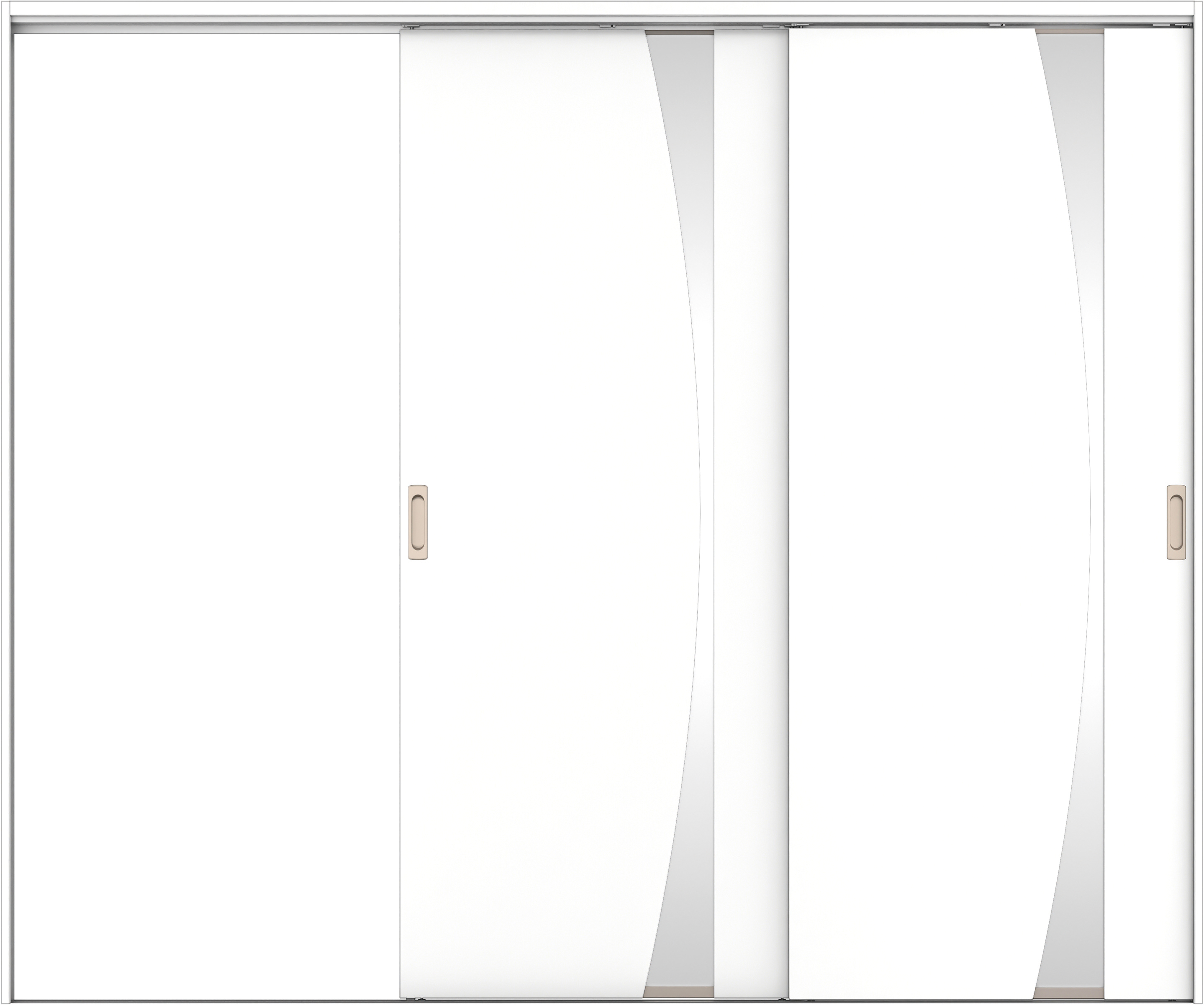 リビングドア　イエリア　吊戸・２枚片引　扉セット　Ｋ５デザイン　２４３７幅用　２０００高　〈パウダーホワイト柄〉　左引用　錠なし　ラクラクローズ付用