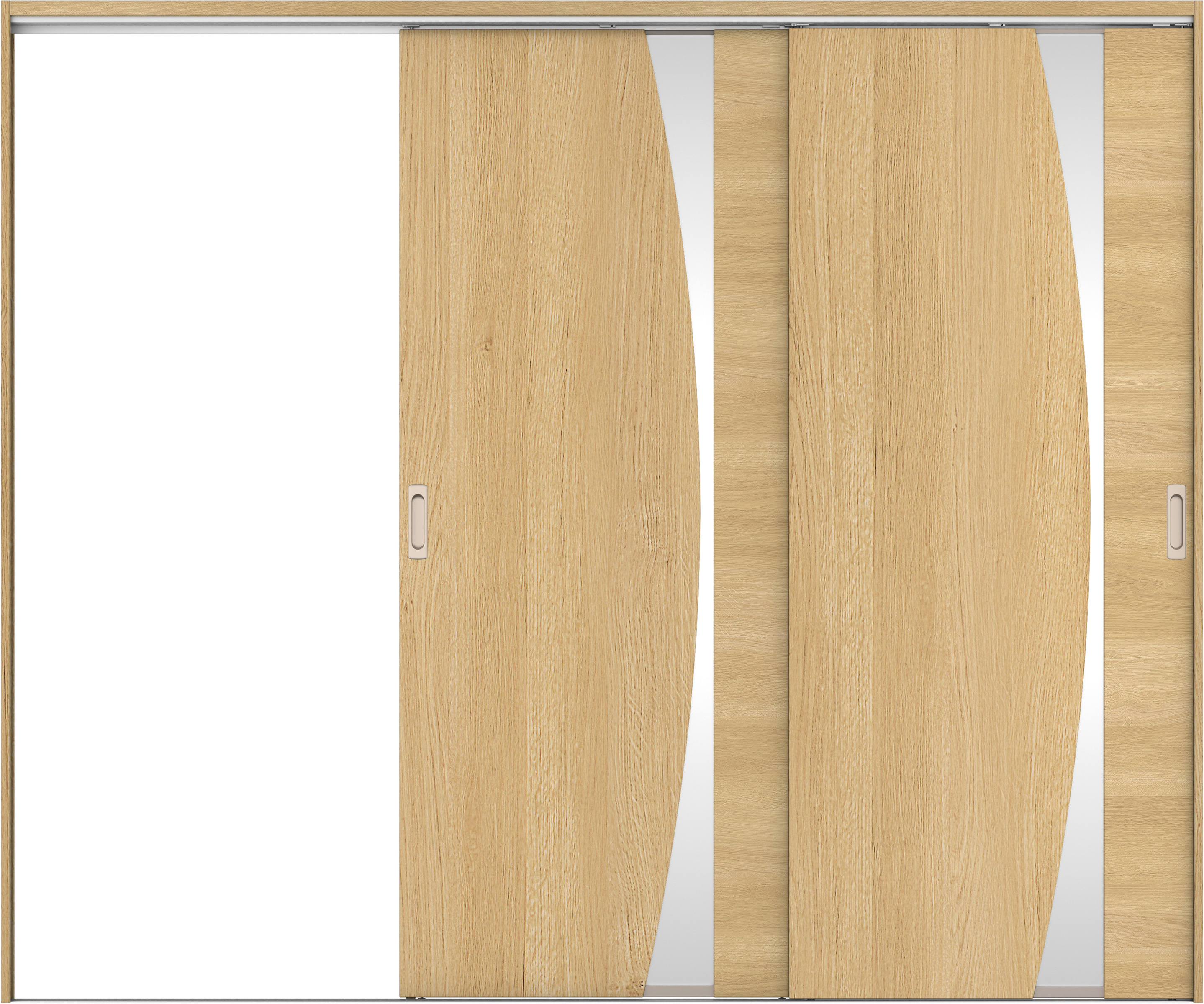リビングドア　イエリア　吊戸・２枚片引　扉セット　Ｋ５デザイン　２４３７幅用　２０００高　〈ライトオーカー柄〉　左引用　錠なし　ラクラクローズ付用