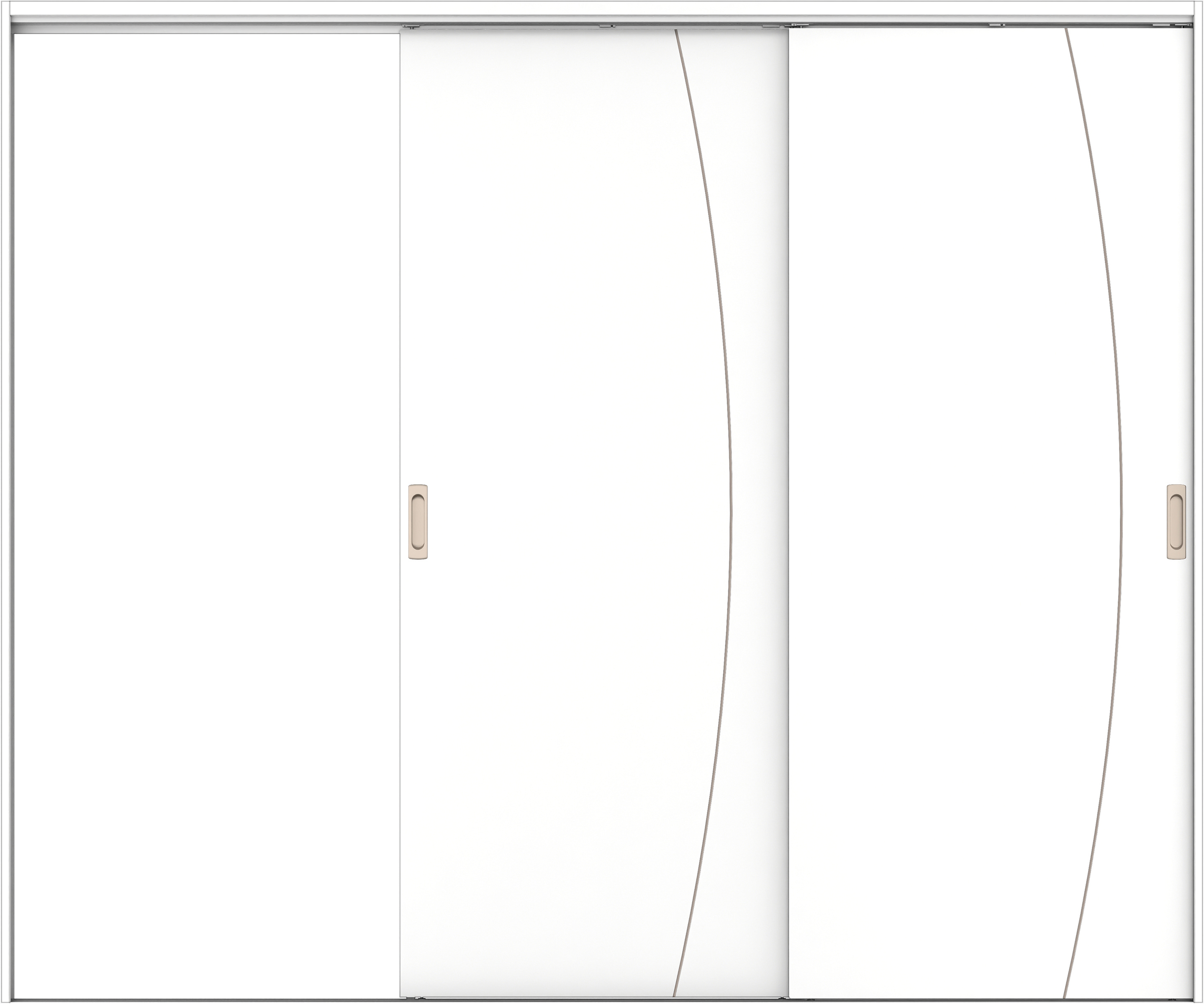 リビングドア　イエリア　吊戸・２枚片引　扉セット　Ｋ６デザイン　２４３７幅用　２０００高　〈パウダーホワイト柄〉　左引用　錠なし　ラクラクローズ付用