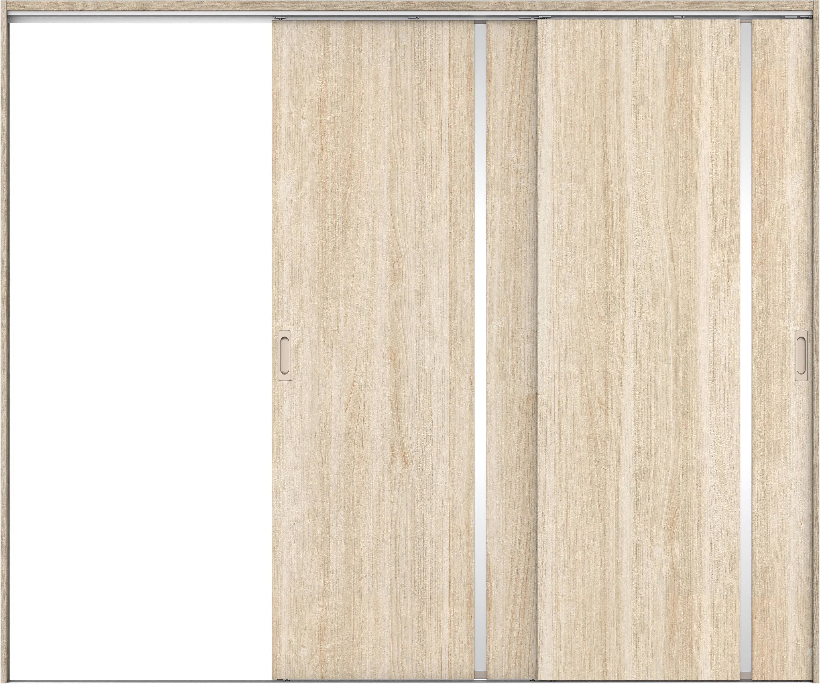 リビングドア　イエリア　吊戸・２枚片引　扉セット　Ｌ９デザイン　２４３７幅用　２０００高　〈コットンベージュ柄〉　左引用　錠なし　ラクラクローズ付用