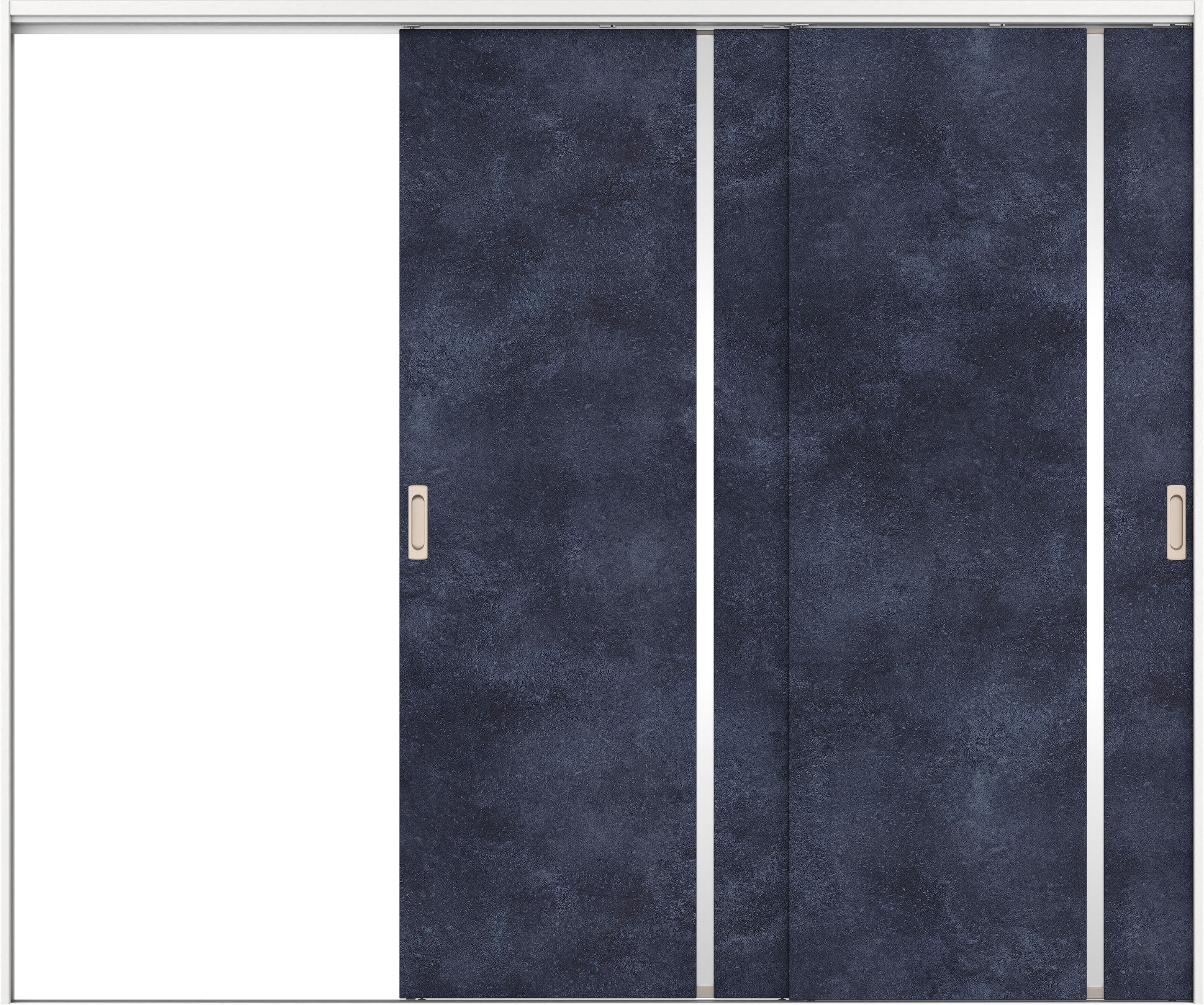 リビングドア　イエリア　吊戸・２枚片引　扉セット　Ｌ９デザイン　２４３７幅用　２０００高　〈コバルトブルー柄〉　左引用　錠なし　ラクラクローズ付用